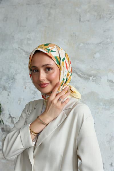 Yaprak Desen Bambu Kraş Eşarp Nude
