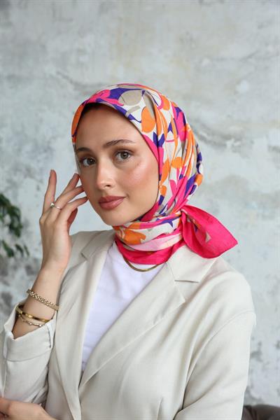 Yaprak Desen Bambu Kraş Eşarp Şeker Pembe
