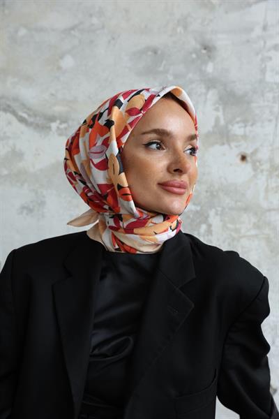 Yaprak Desen Bambu Kraş Eşarp Tarçın