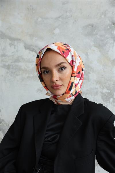 Yaprak Desen Bambu Kraş Eşarp Tarçın