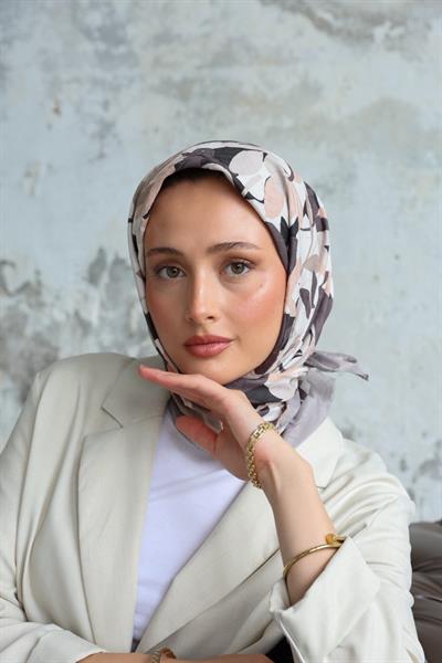 Yaprak Desen Bambu Kraş Eşarp Vizon