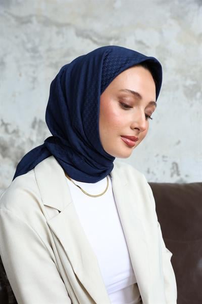 Yıldız Desen Jakar Eşarp Serisi Lacivert