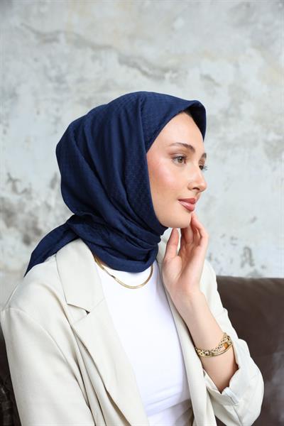 Yıldız Desen Jakar Eşarp Serisi Lacivert