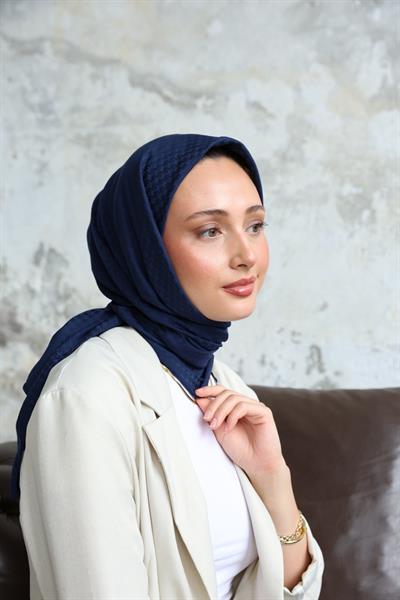 Yıldız Desen Jakar Eşarp Serisi Lacivert