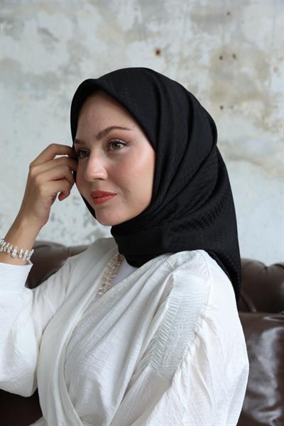 Yıldız Desen Jakar Eşarp Serisi Siyah