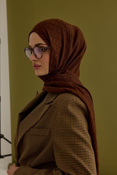 Yonca Desen Kraş Jakar Şal Acı Kahve