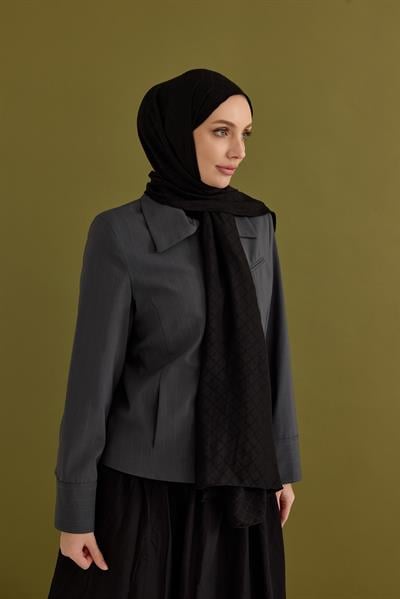 Yonca Desen Kraş Jakar Şal Siyah