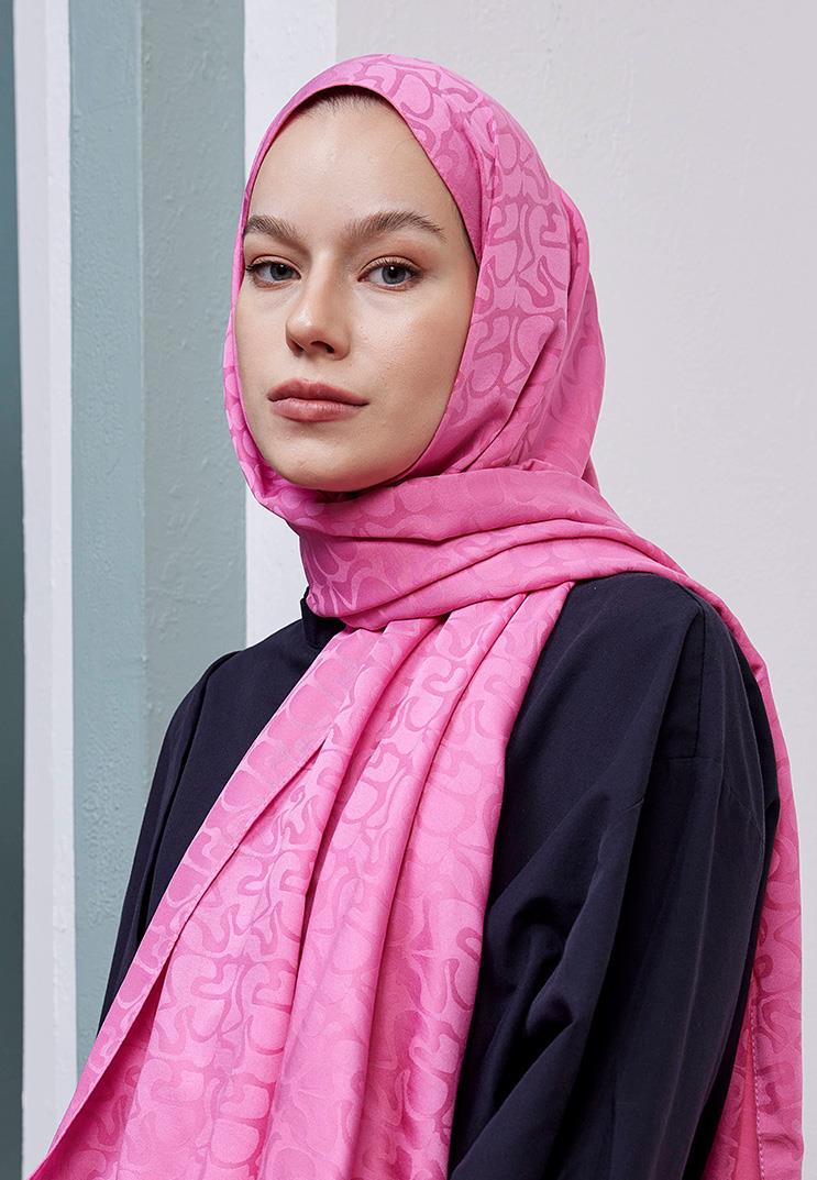 Aura Desen Jakar Şal Pembe