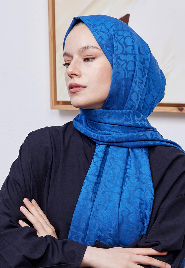 Aura Desen Jakar Şal Saks