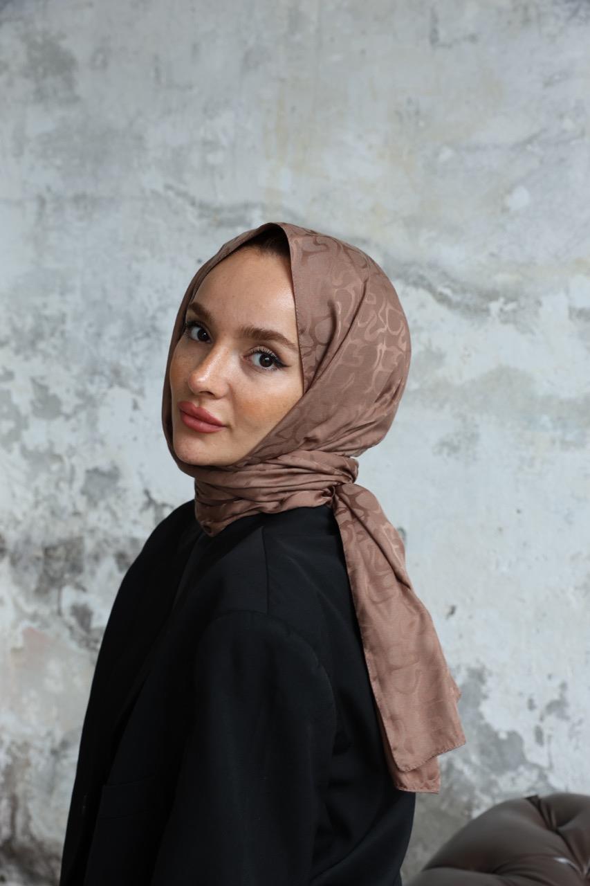 Aura Desen Jakar Şal Soft Kahve