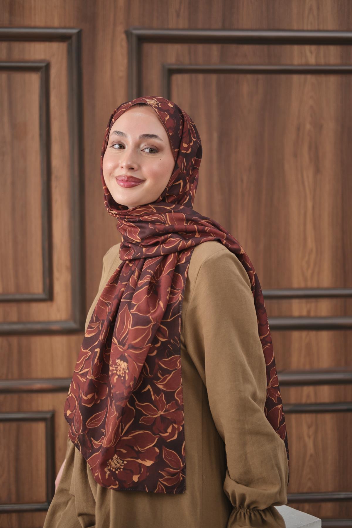 Dora Desenli Pamuk Şal Bakır