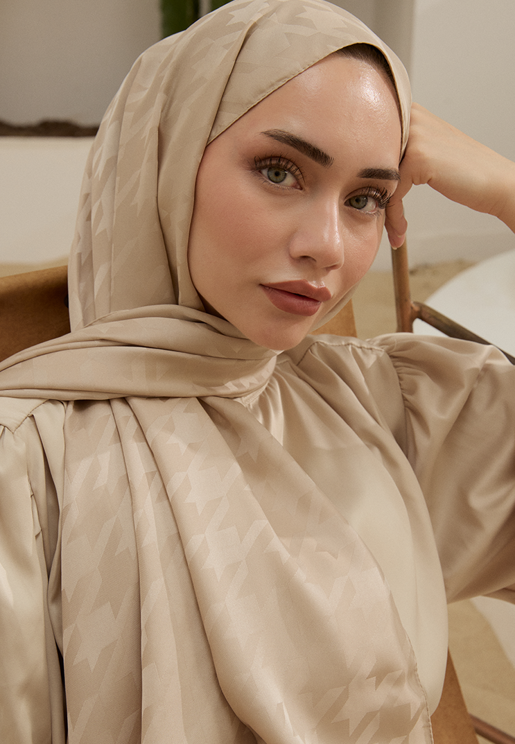 Fashion Desen Şal Vizon