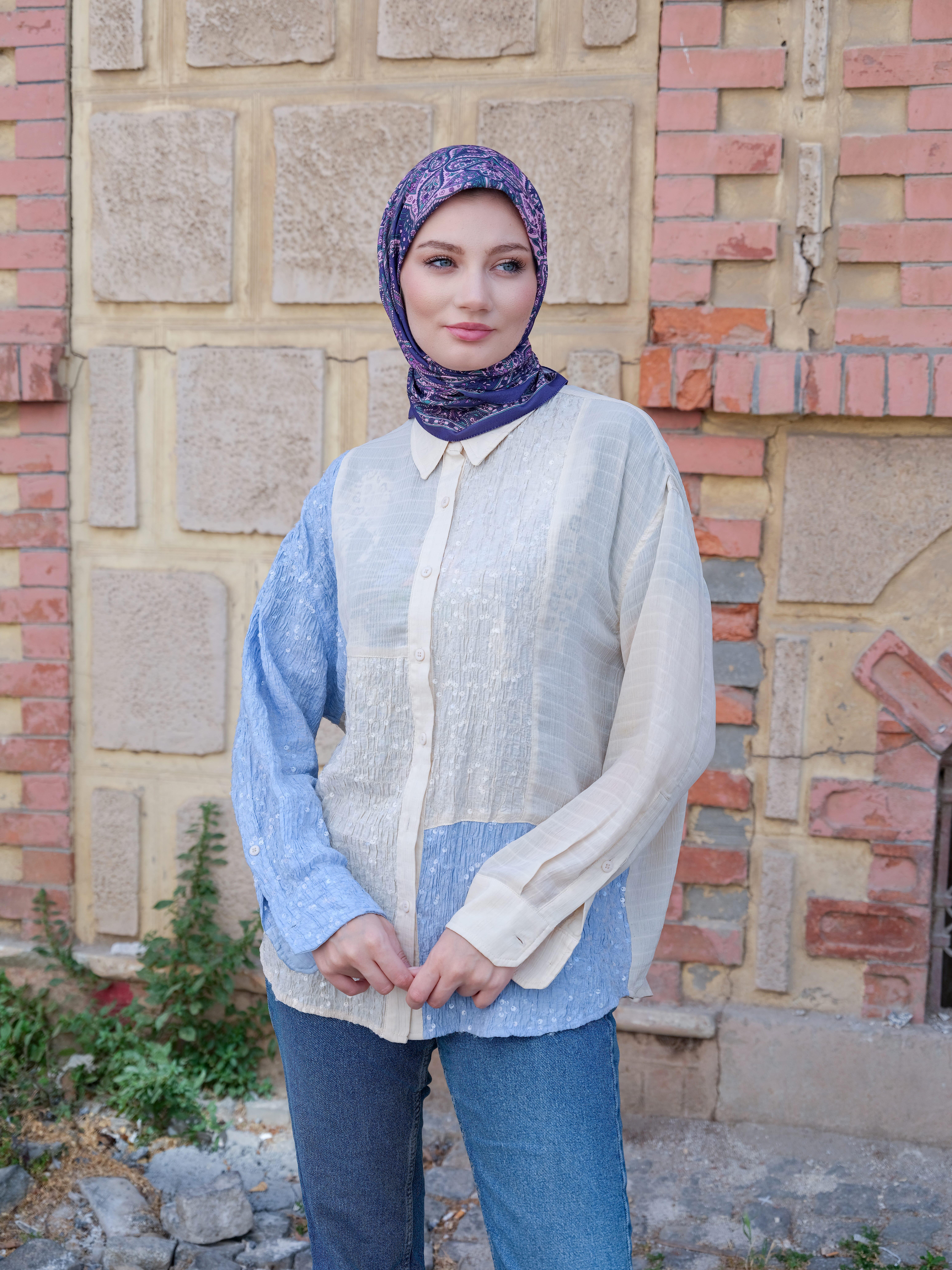 Freda Desen Eşarp Denim