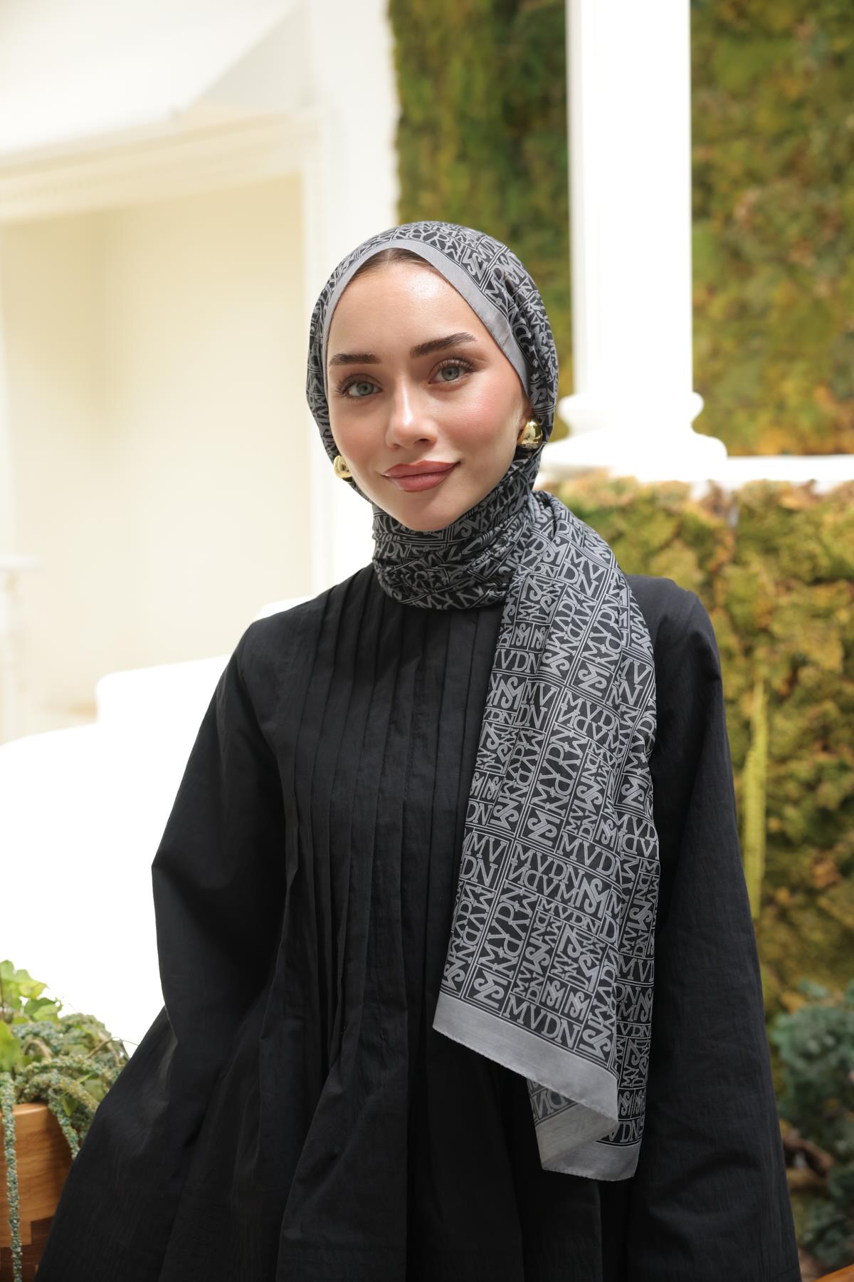 Kaşe Desenli Pamuk Şal Gümüş