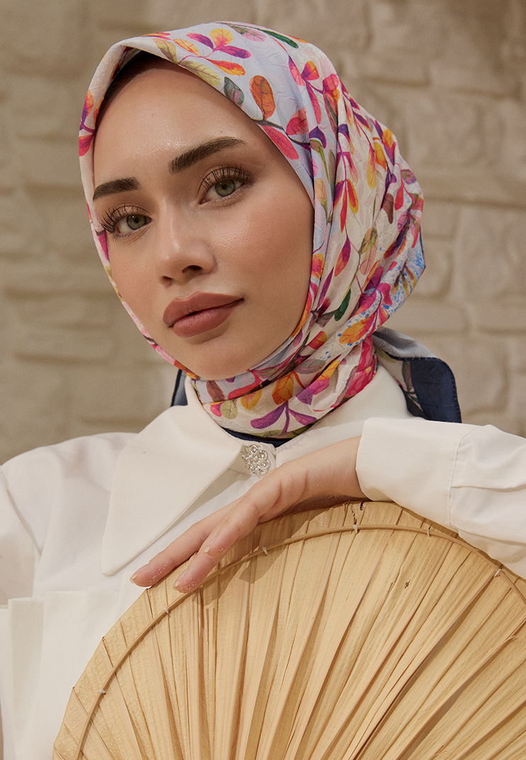 Leaf Desen Bambu Kraş Eşarp Vizon