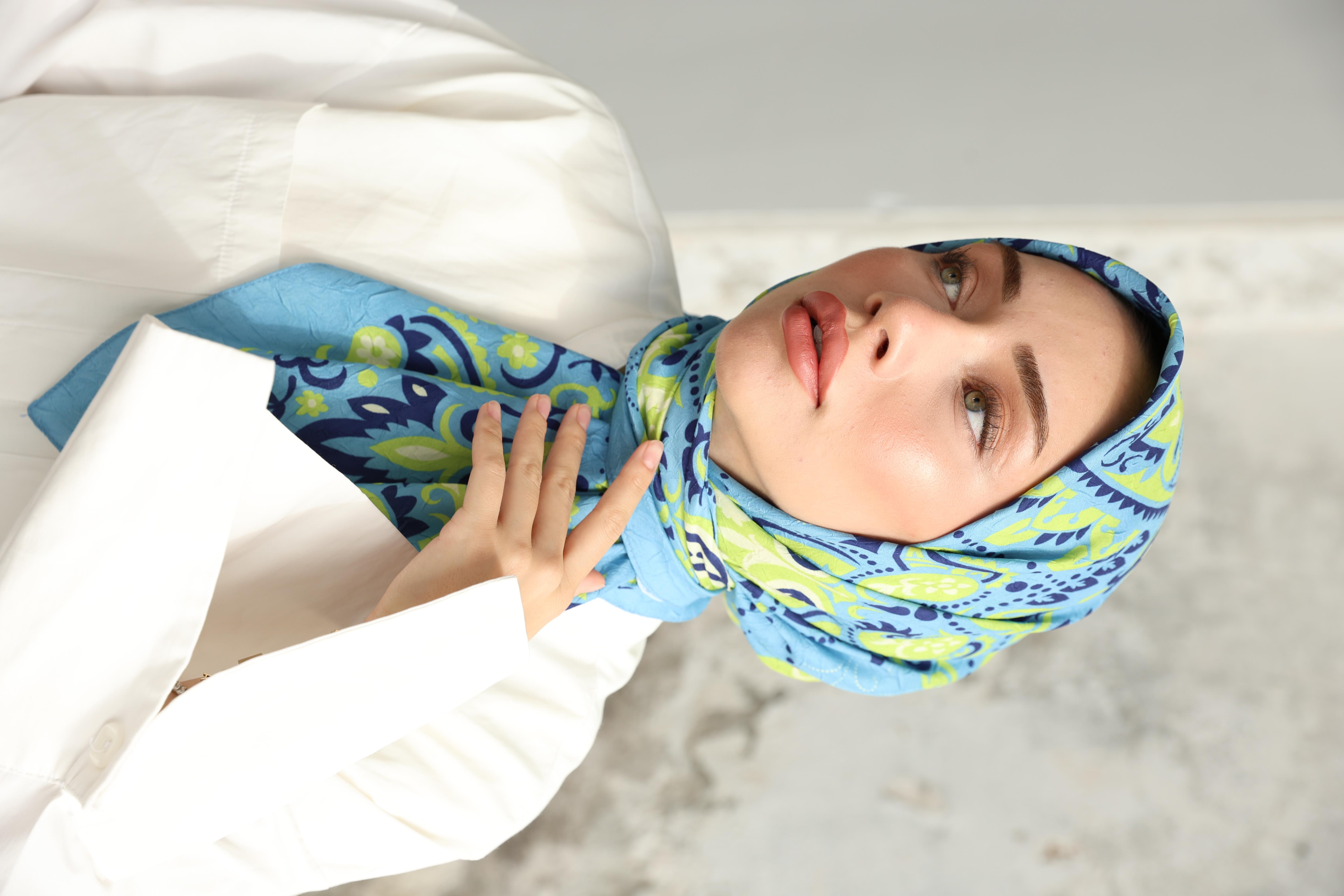 Luna Desen Bambu Kraş Eşarp Mint Yeşili