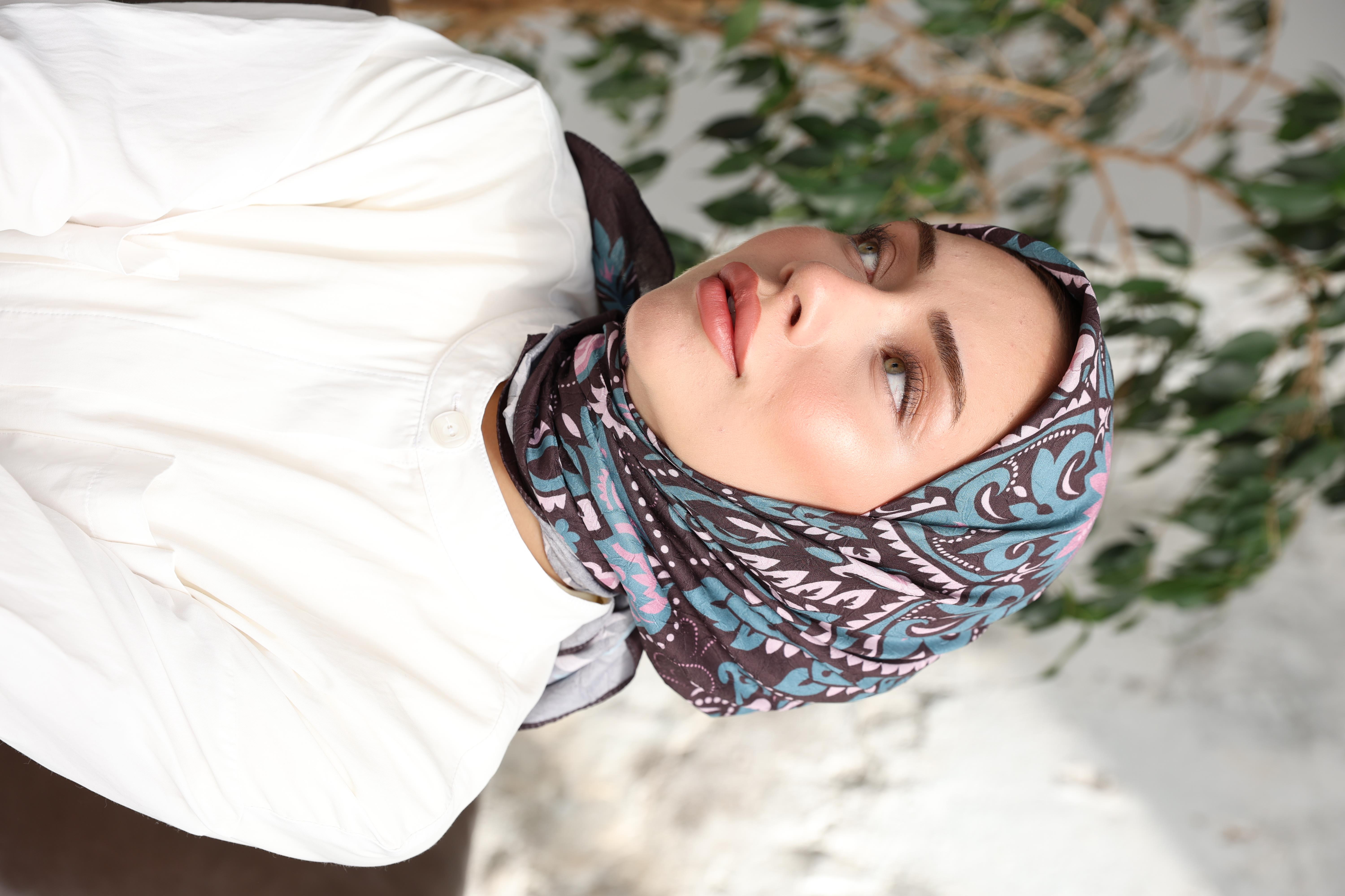 Luna Desen Bambu Kraş Eşarp Toprak