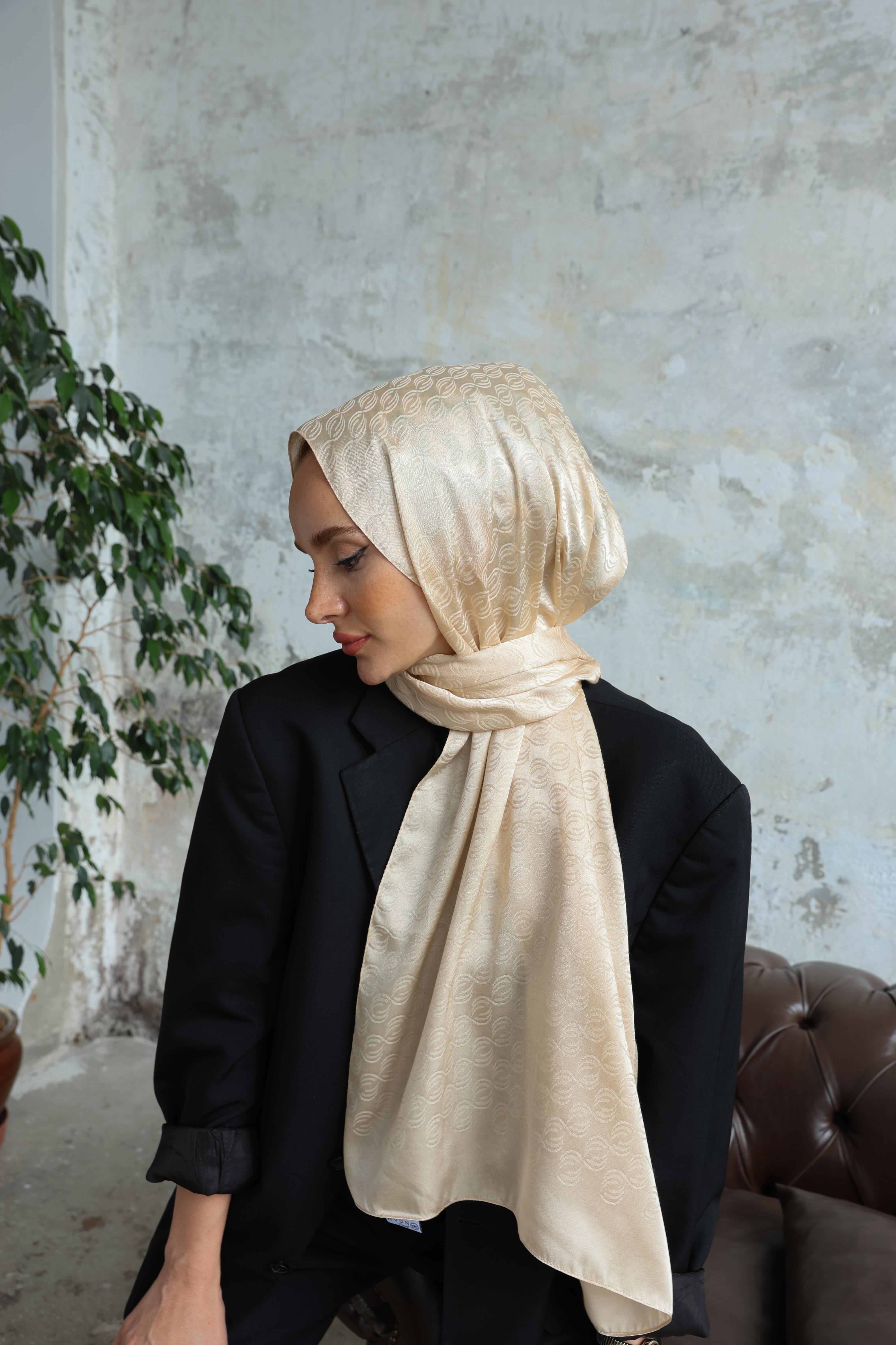 Midye Desen Jakar Şal Cappucino