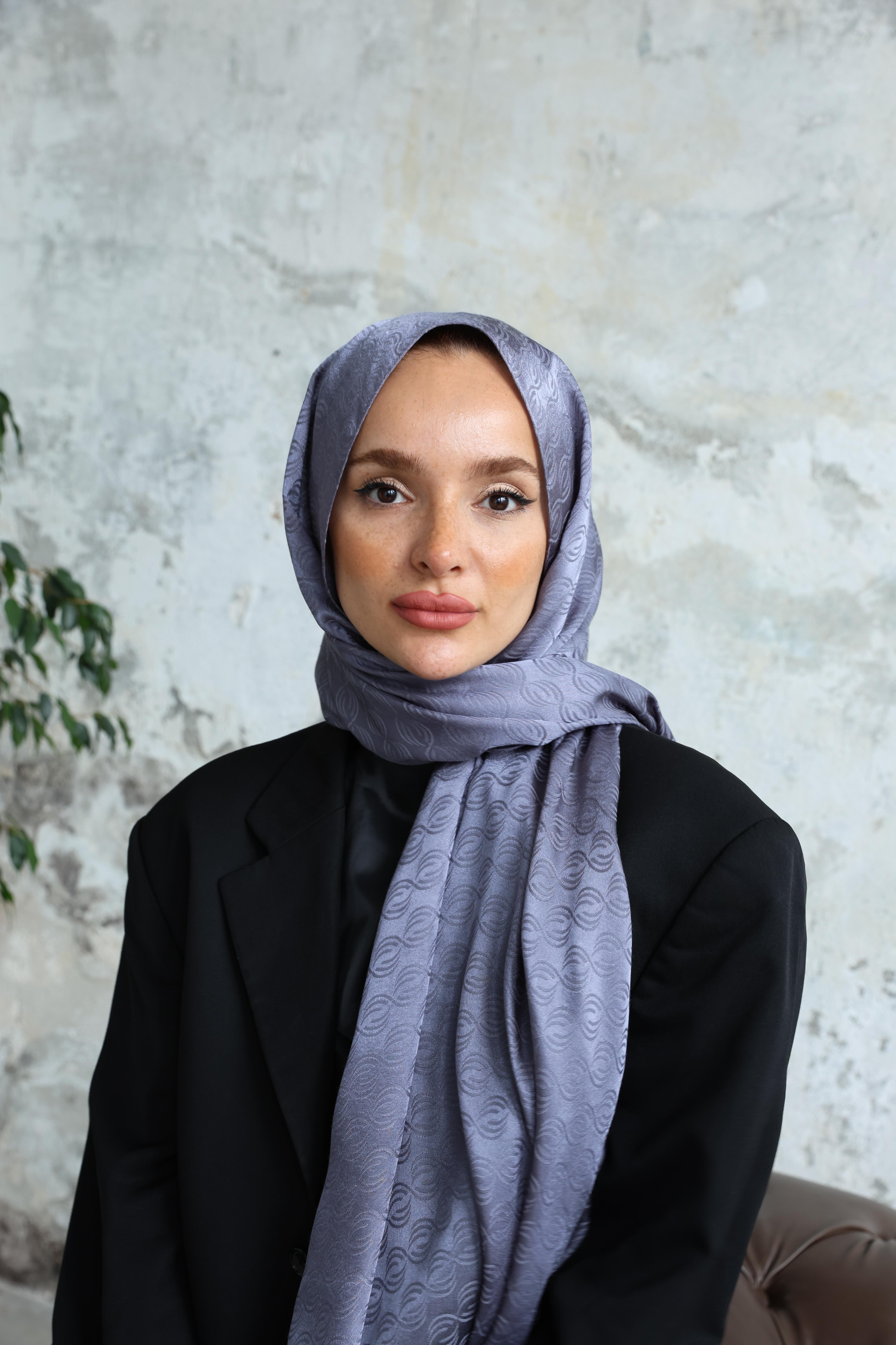 Midye Desen Jakar Şal Füme