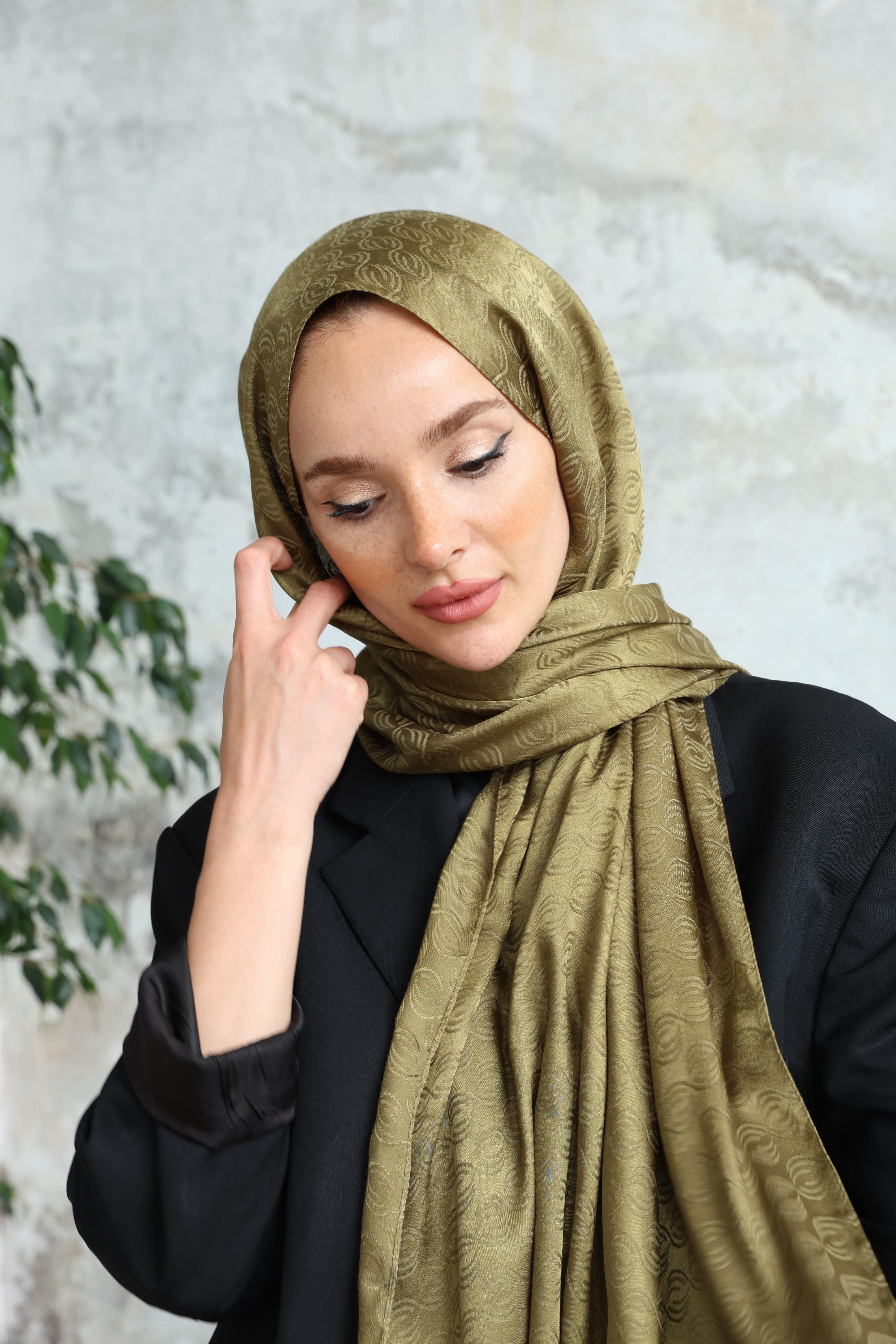 Midye Desen Jakar Şal Haki