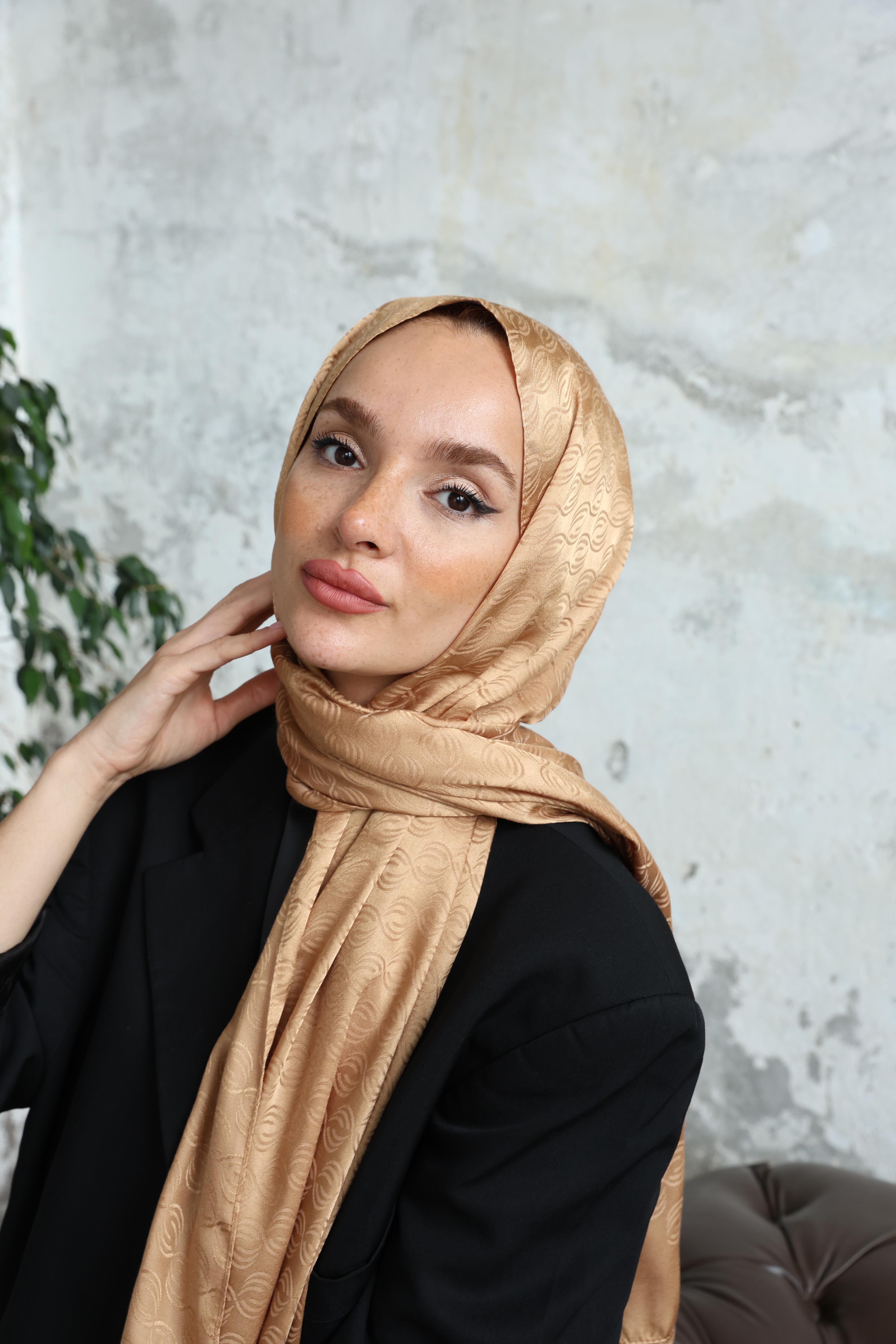 Midye Desen Jakar Şal Safran