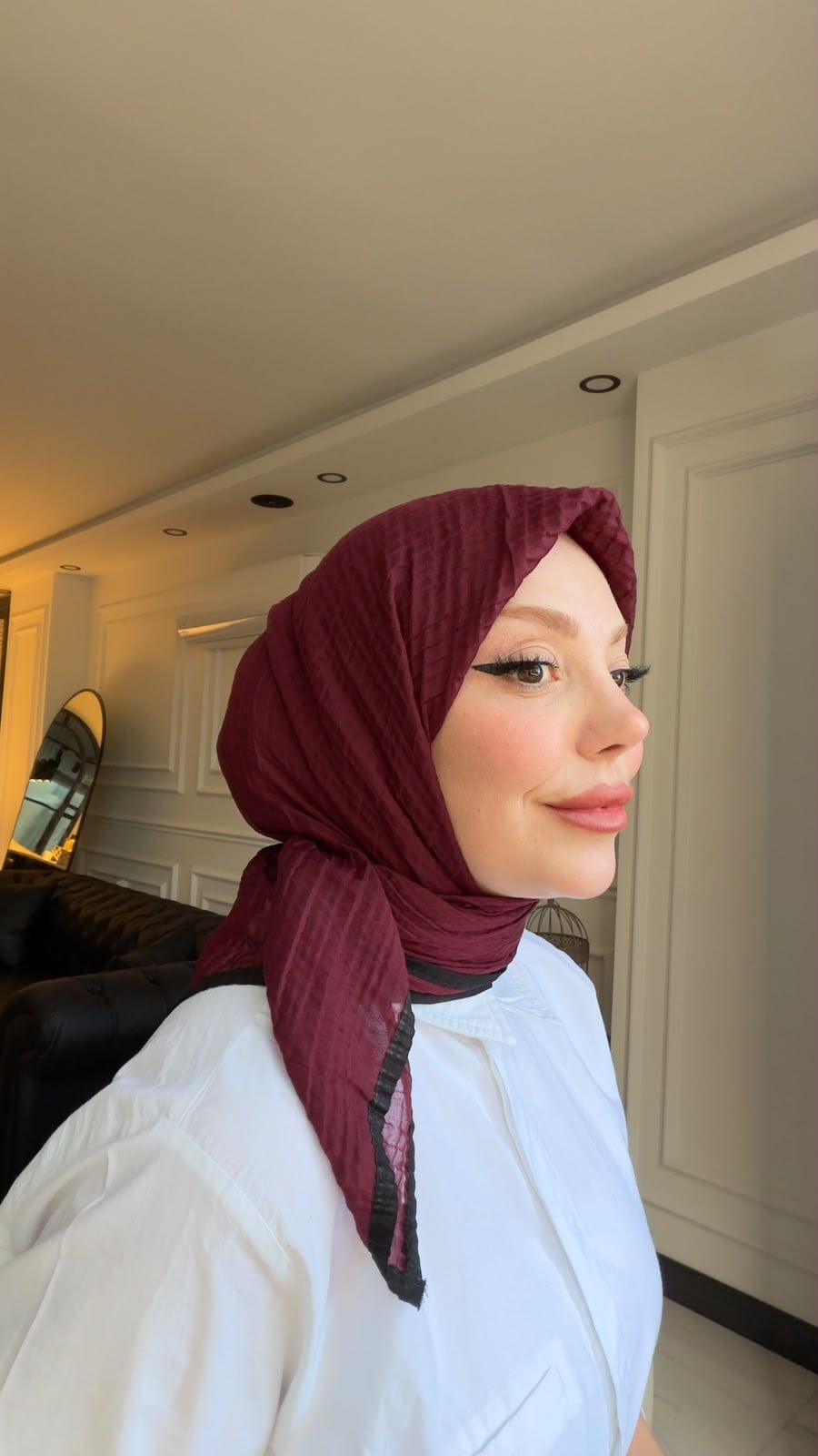 MÜSLİN EŞARP BORDO-SİYAH