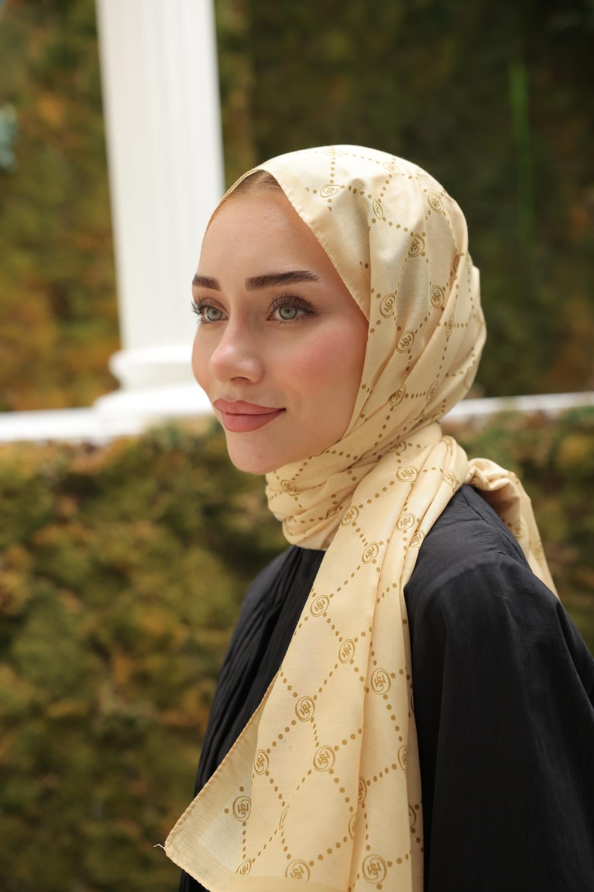Nokta Desenli Pamuk Şal Soft Sarı