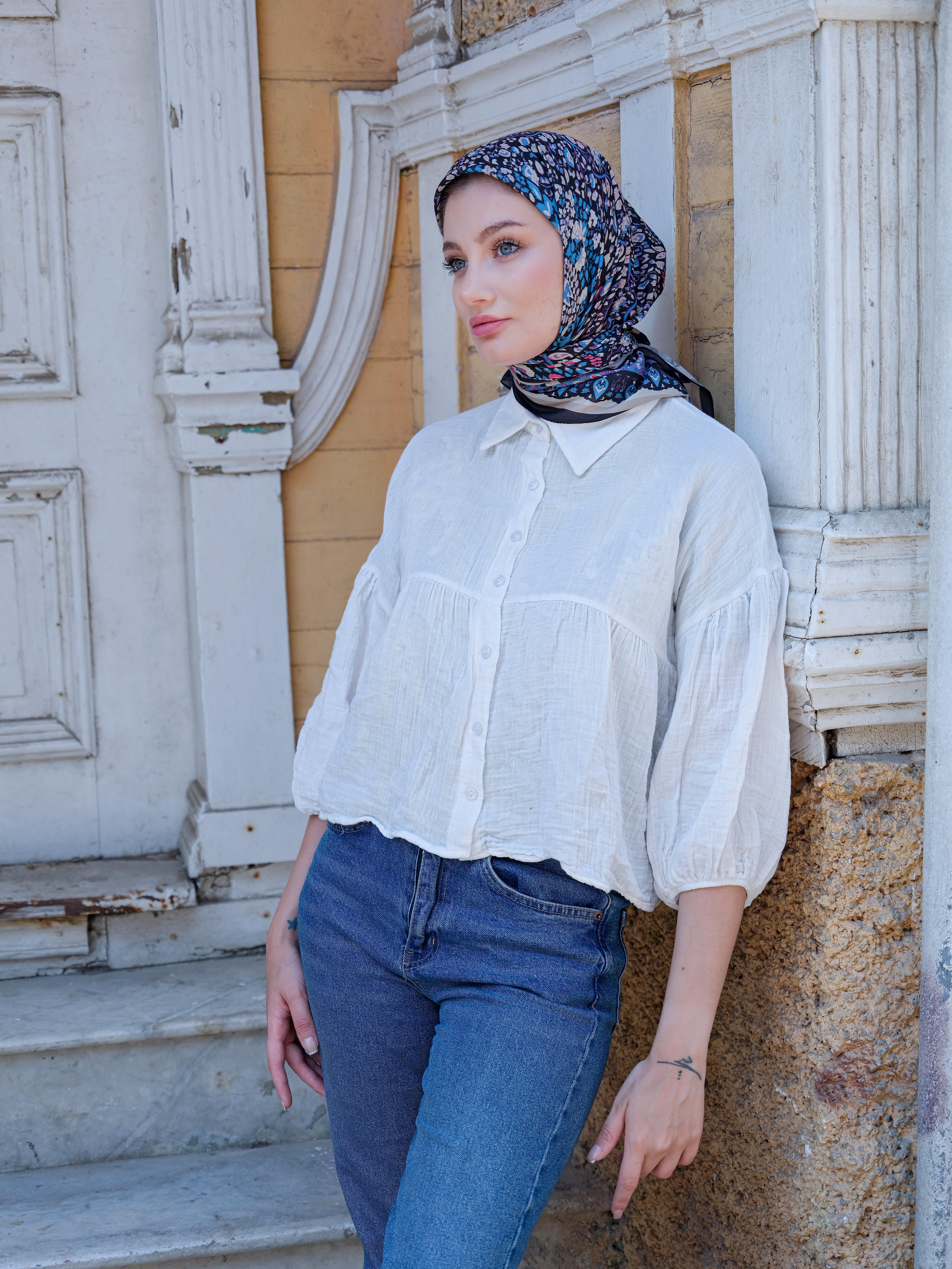 Olivia Desen Eşarp Mavi