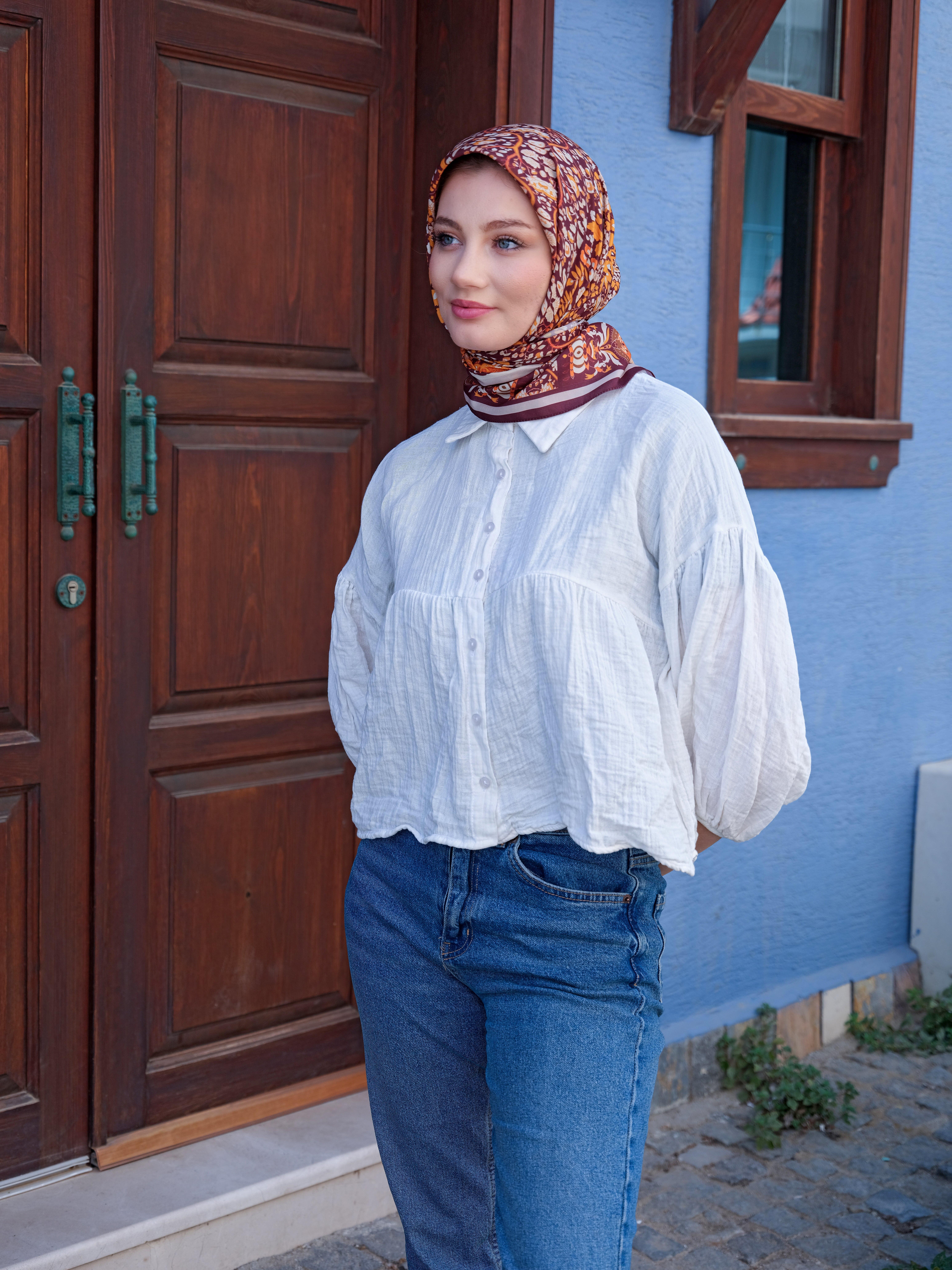 Olivia Desen Eşarp Turuncu