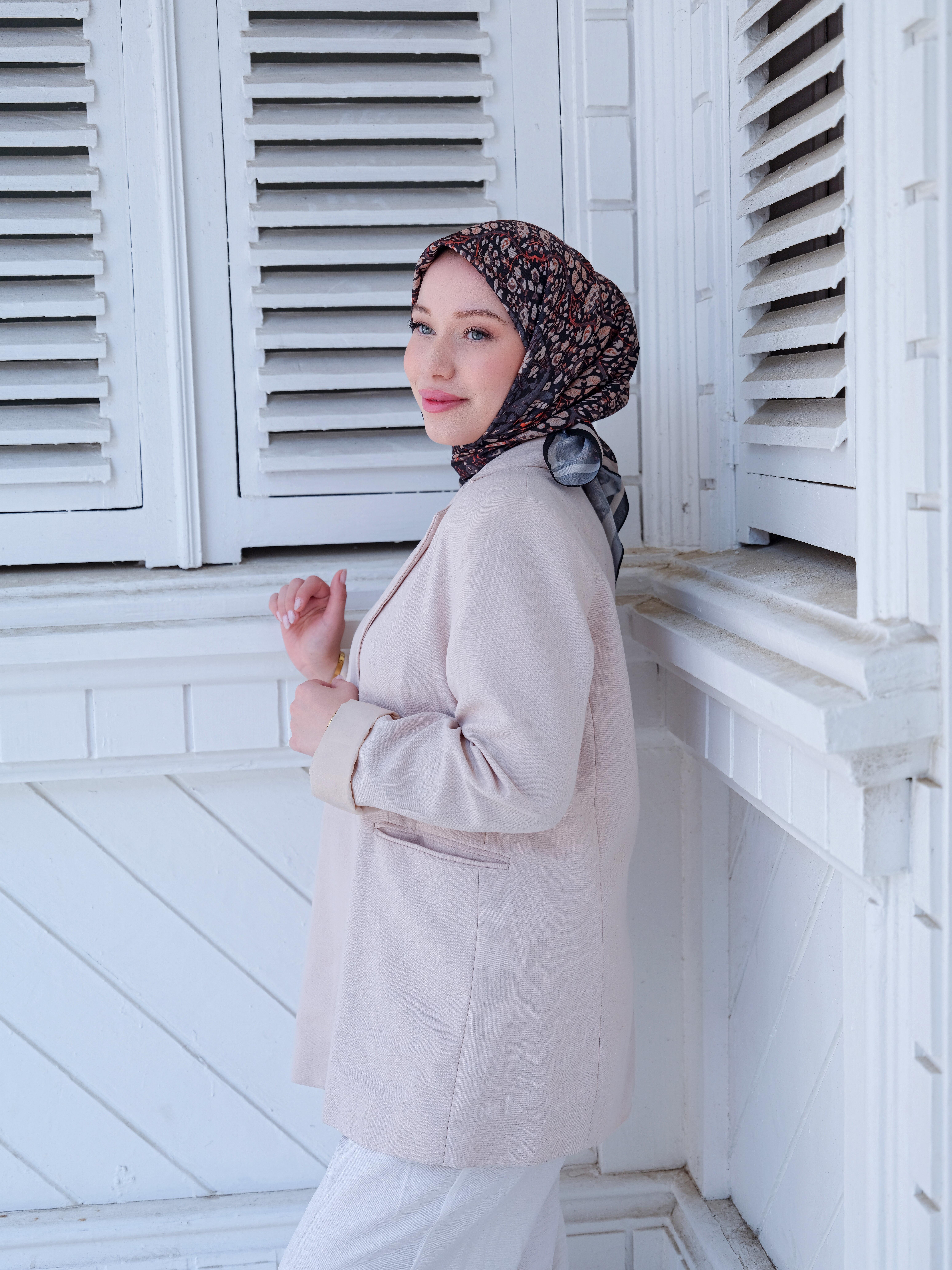 Olivia Desen Eşarp Vizon