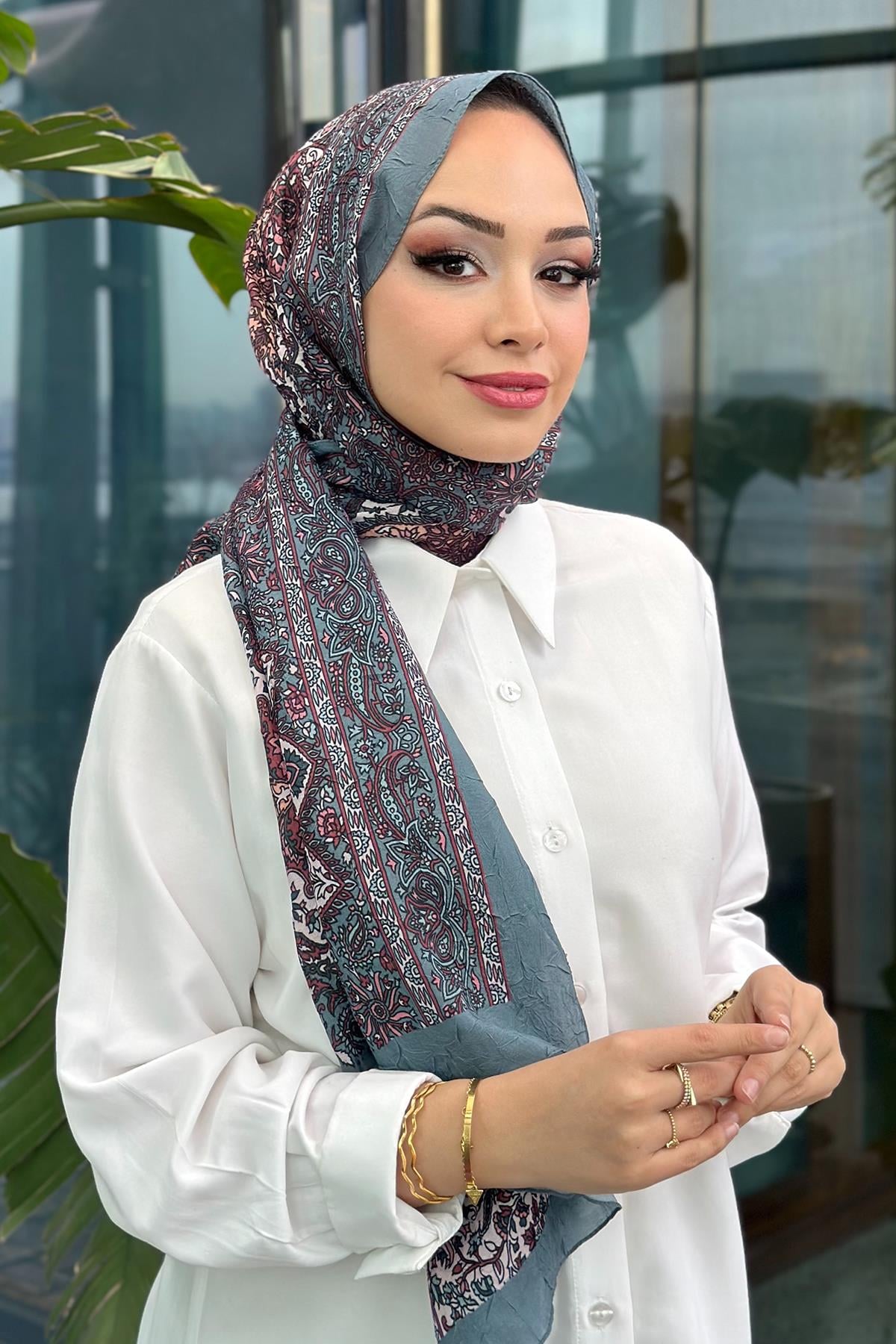 Paisley Desen Kraş Şal Mint Yeşil