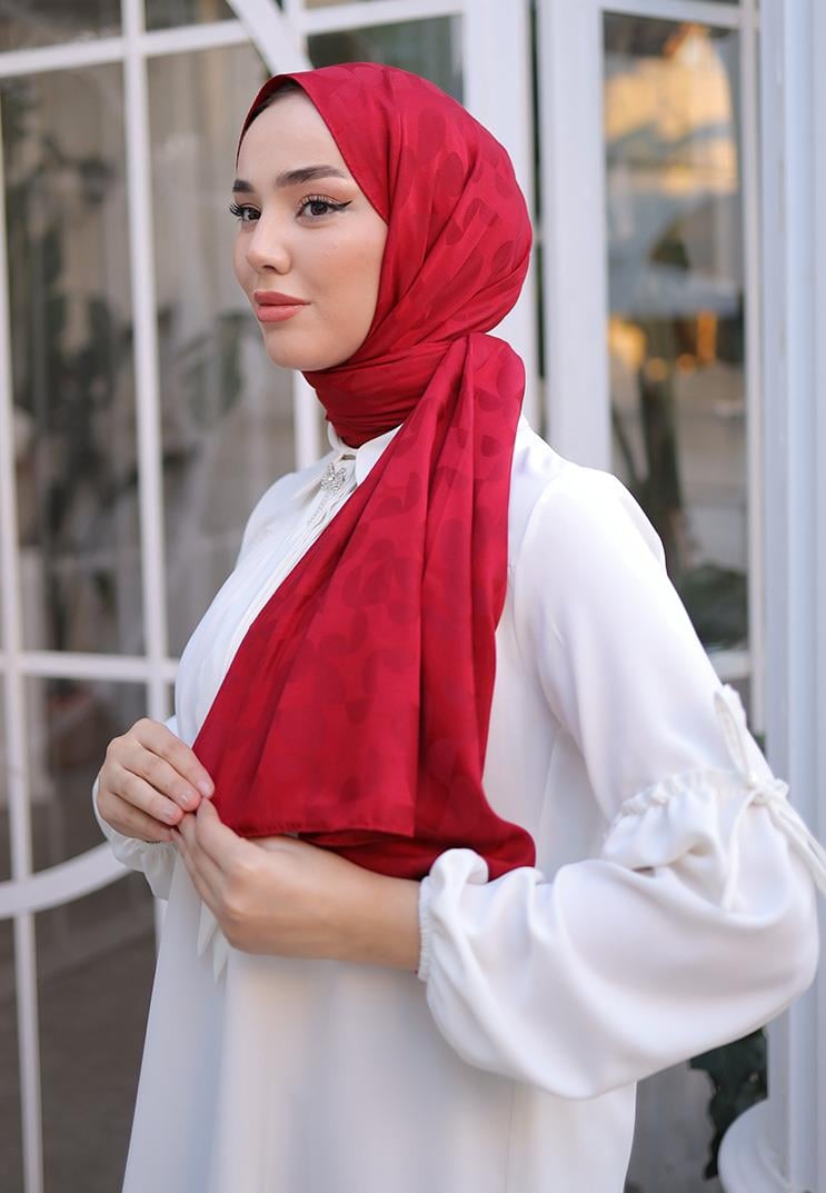 Perla Jakar Şal Kırmızı