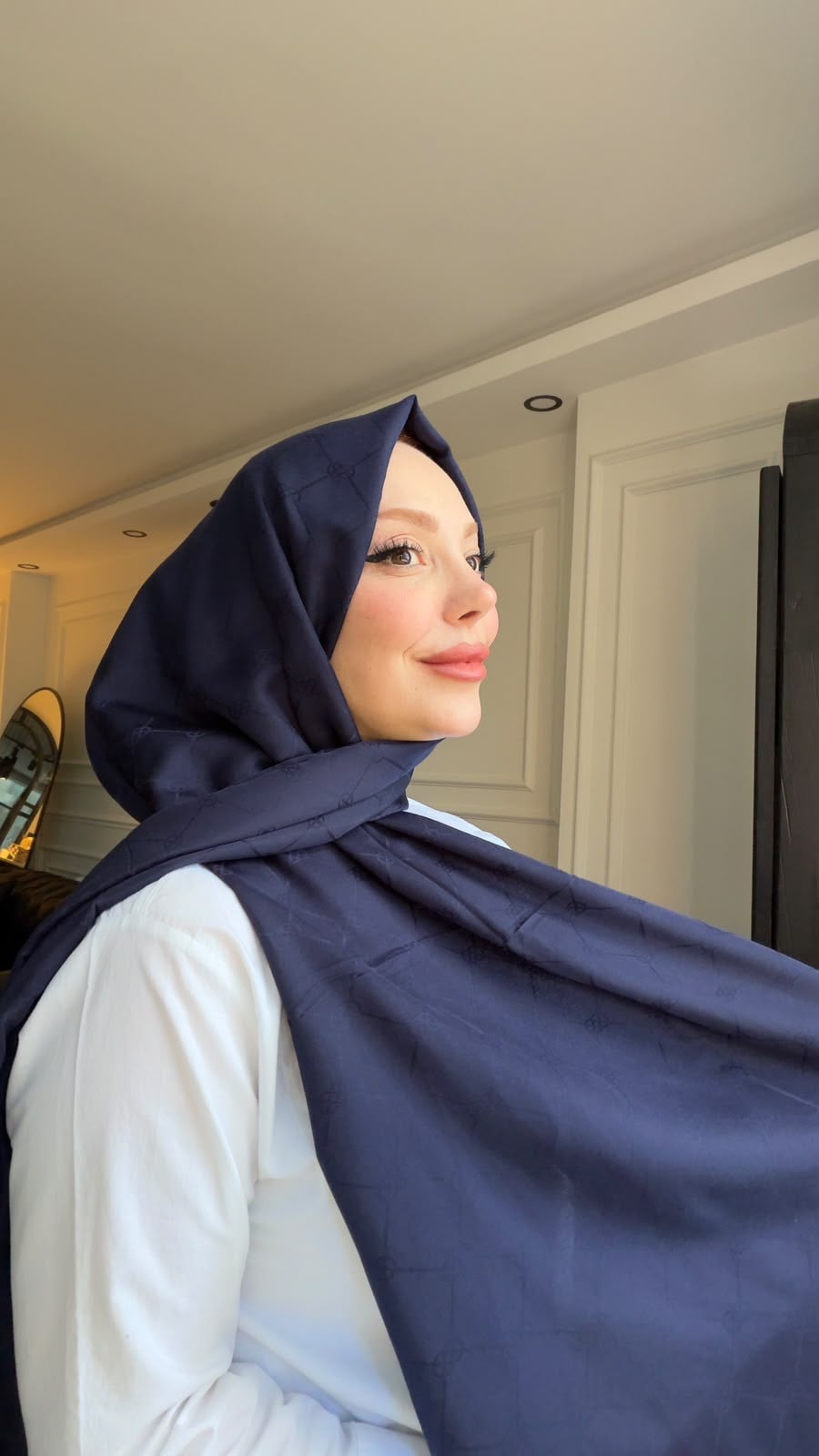 RAMİ JAKAR MONOGRAM ŞAL LACİVERT
