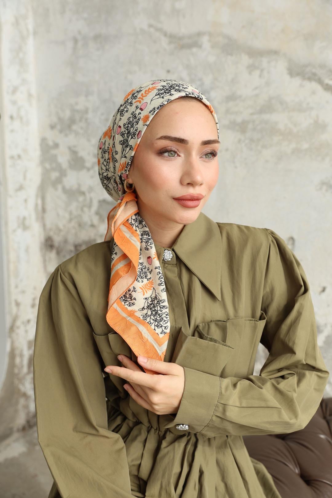 Riva Desen Bambu Kraş Eşarp Bakır