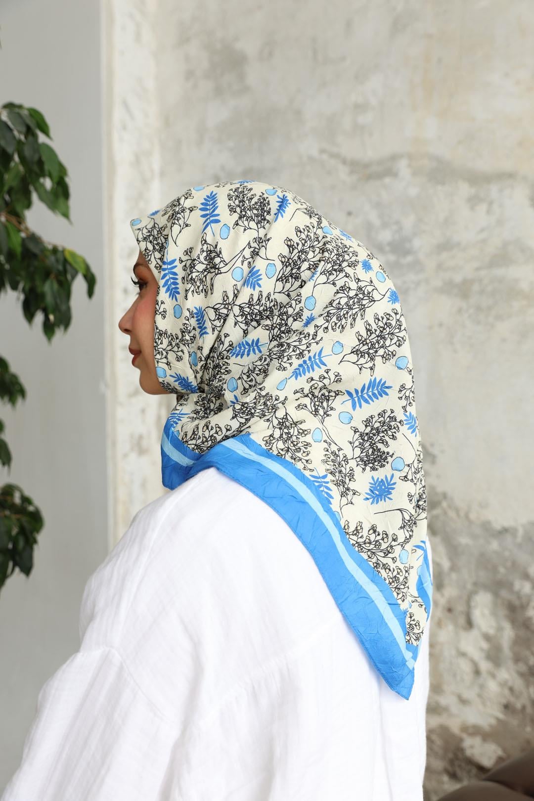 Riva Desen Bambu Kraş Eşarp Bebe Mavi