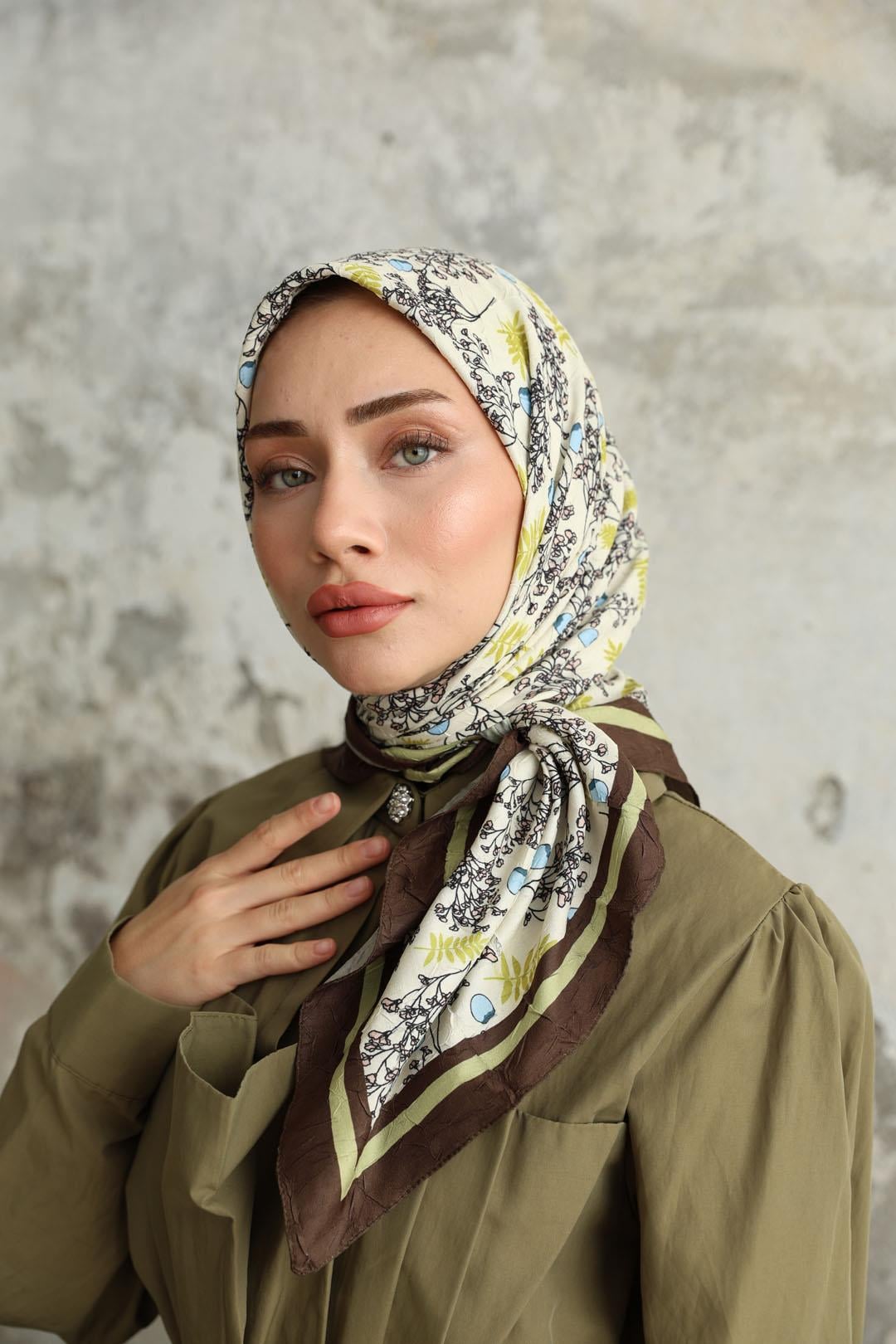 Riva Desen Bambu Kraş Eşarp Camel