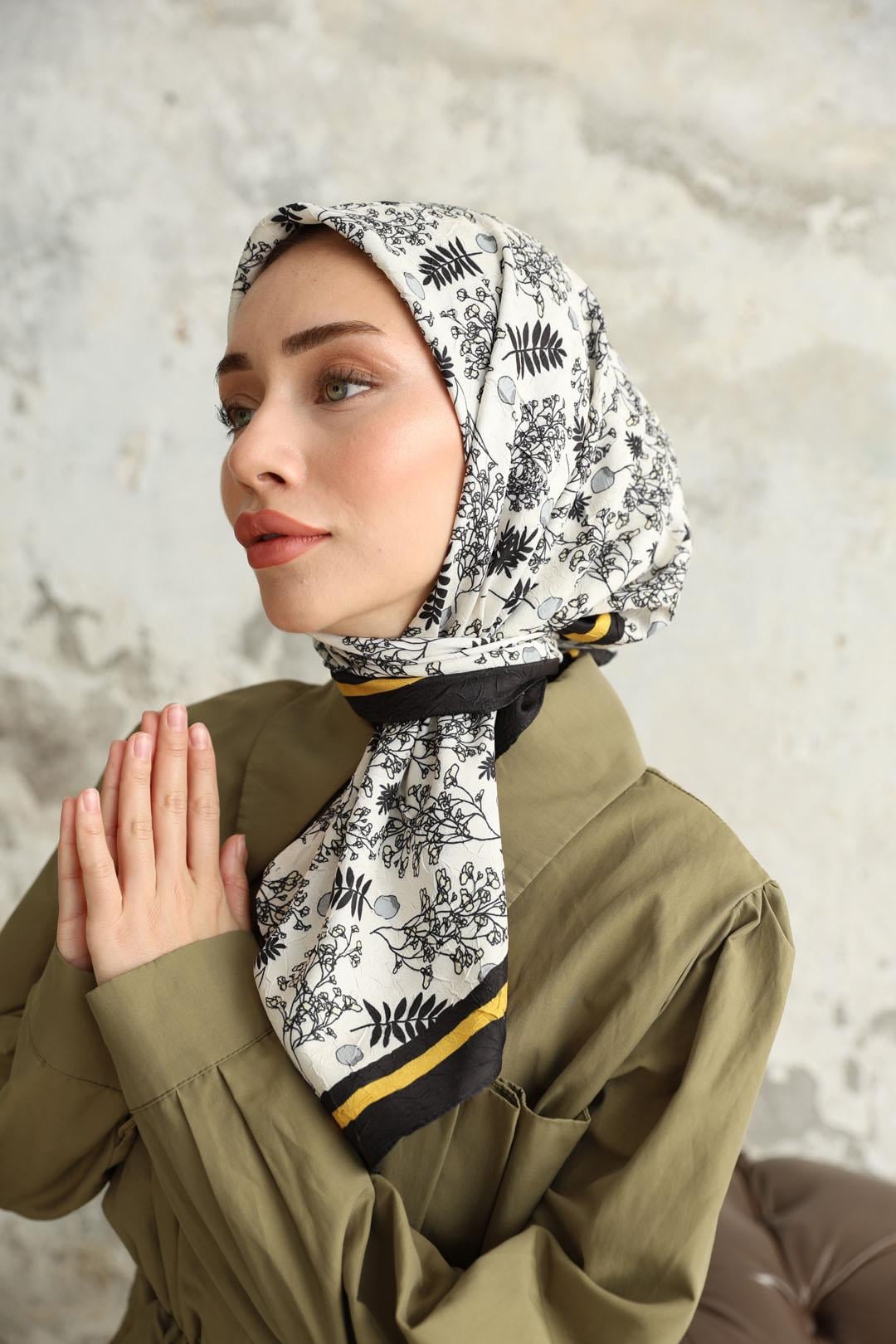 Riva Desen Bambu Kraş Eşarp Siyah