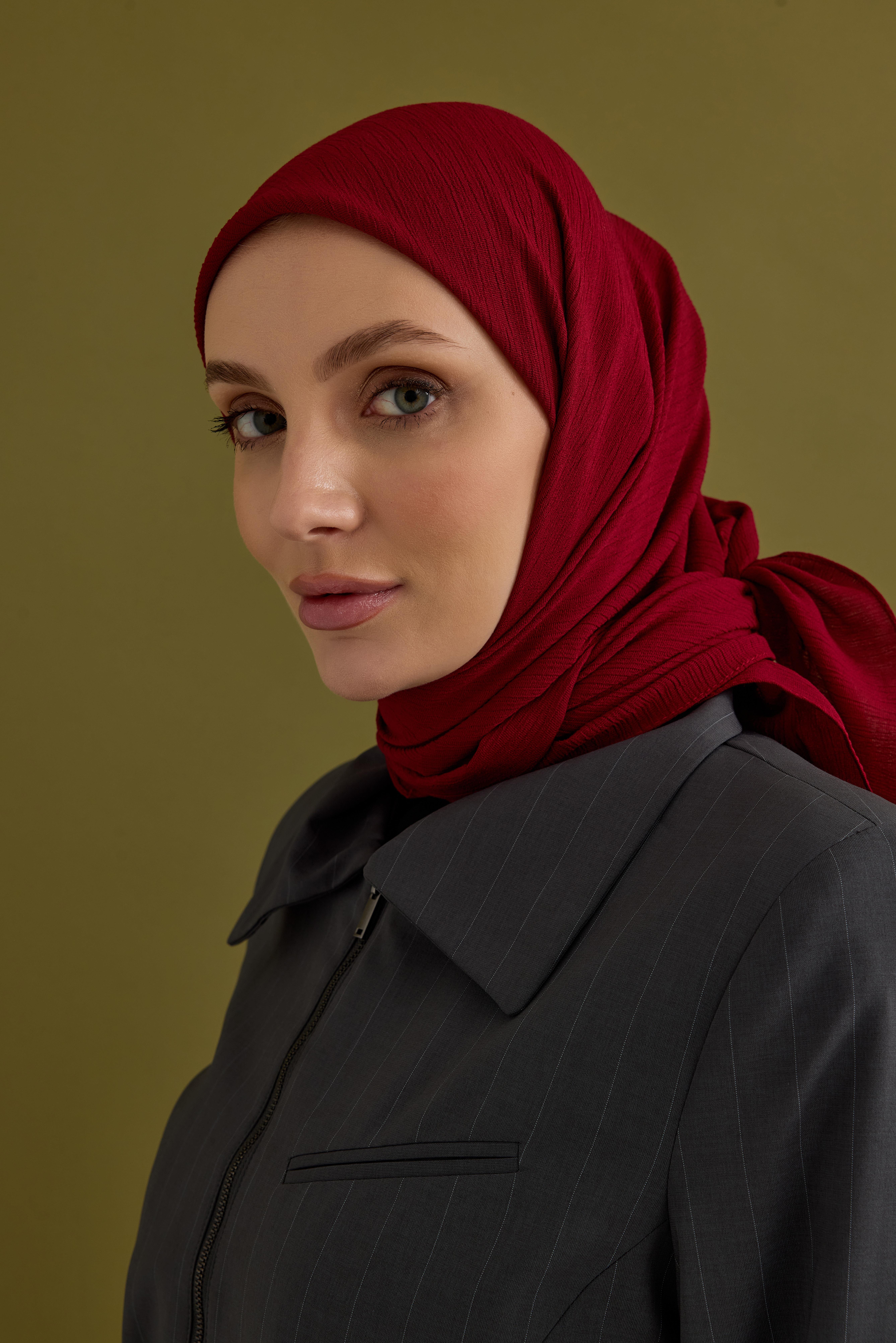 Soft Krinkıl Eşarp Kızıl Bordo