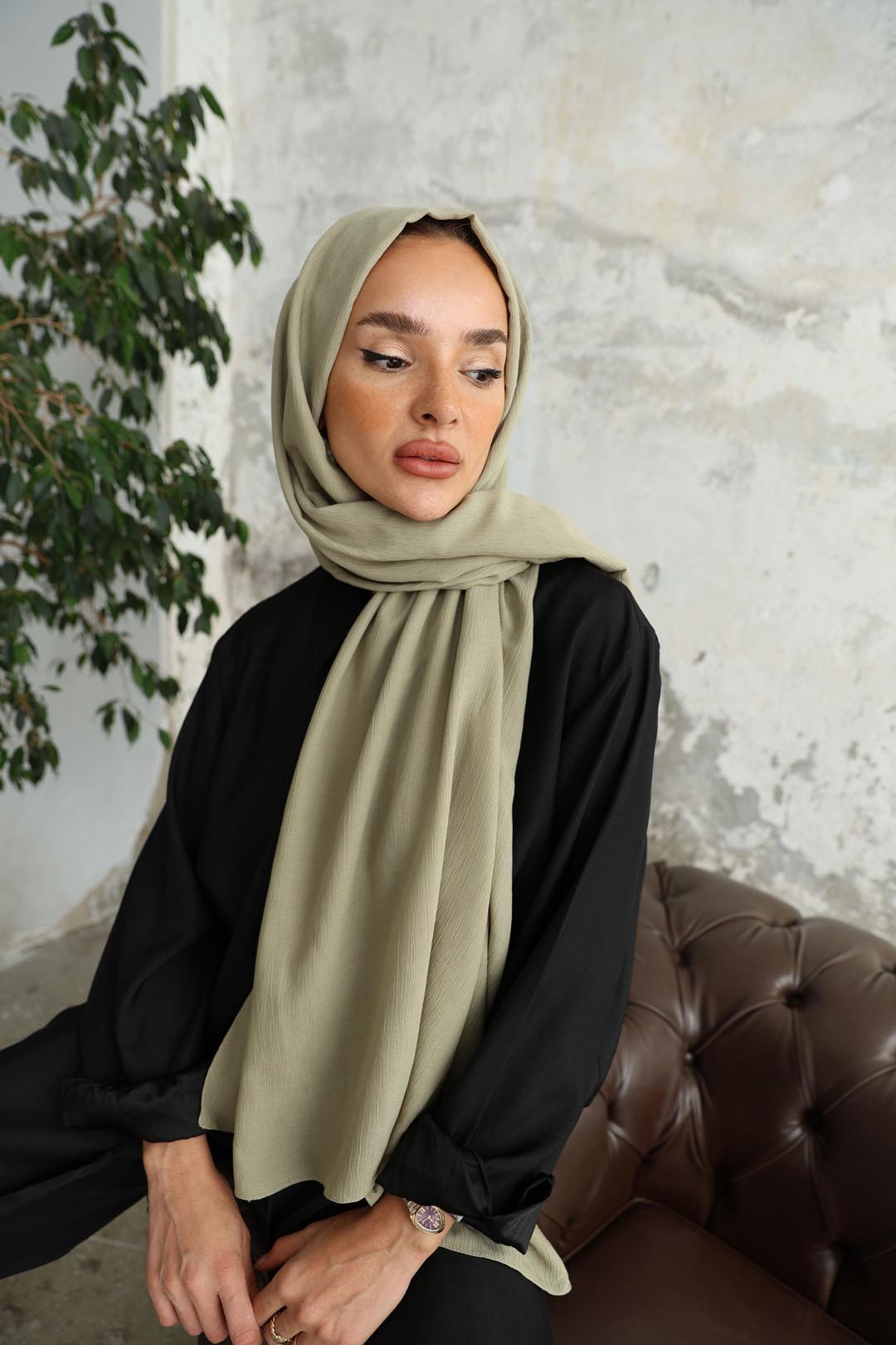 Soft Krinkıl Şal Limon Yeşil