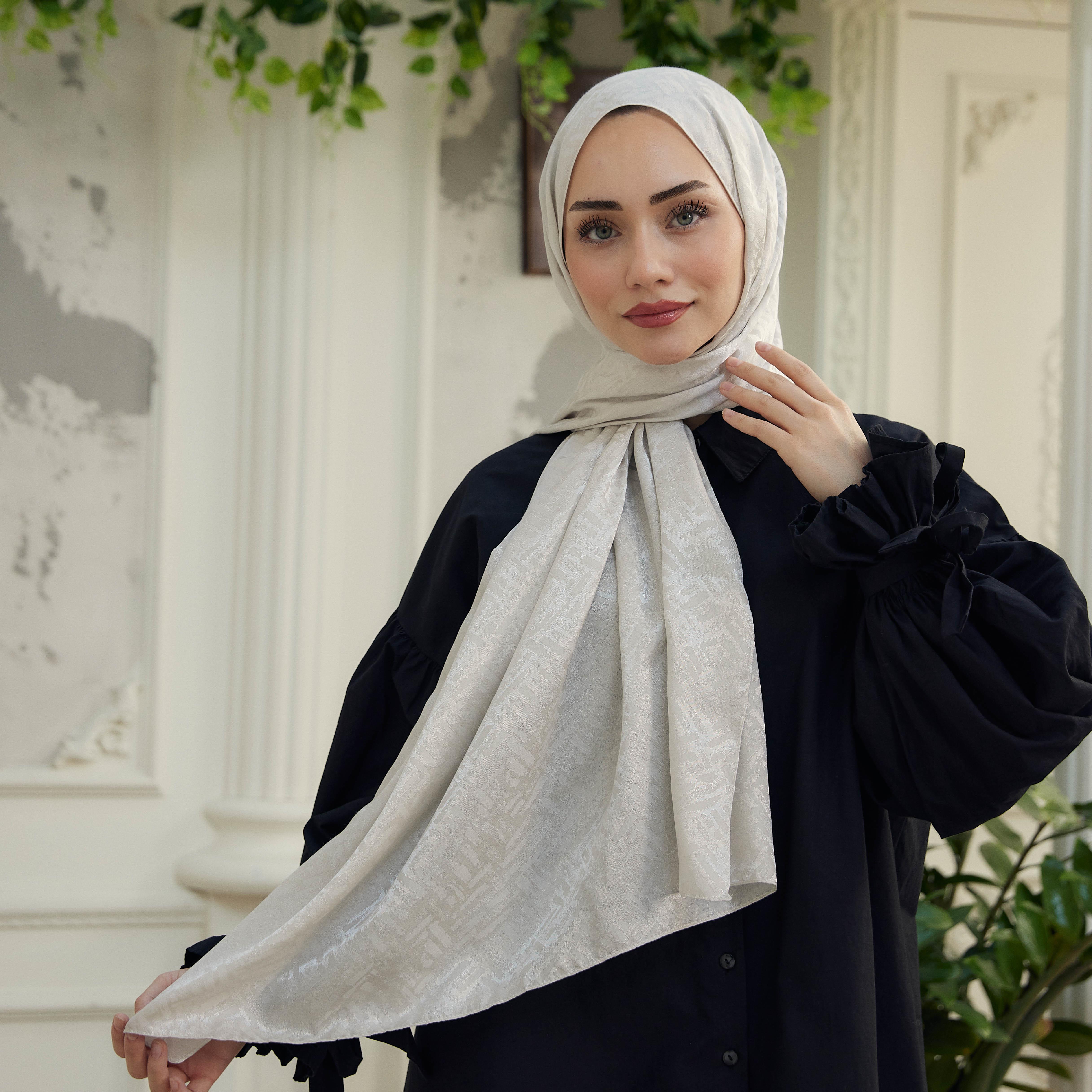 Vogue Desen İpeksi Jakar Şal İnci