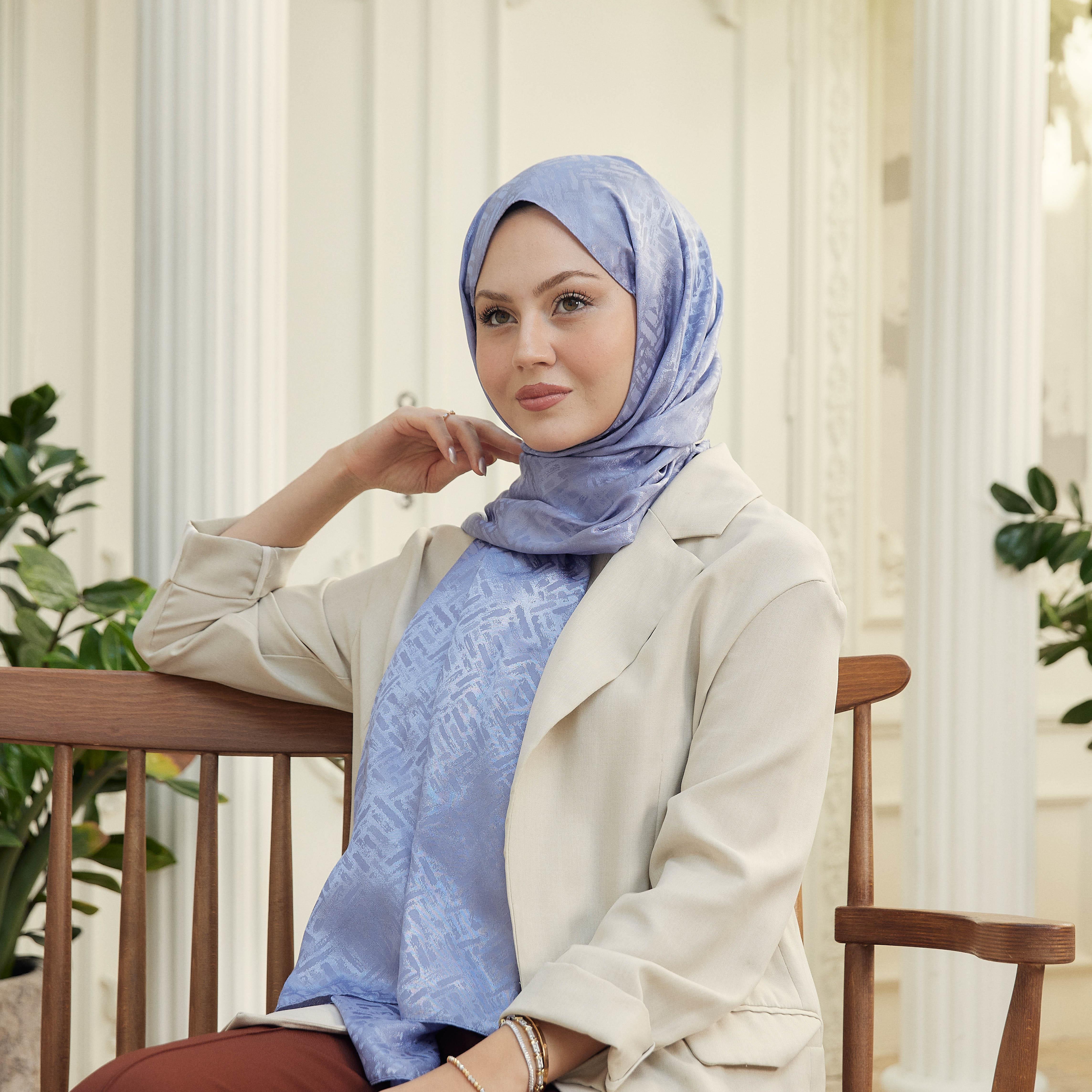 Vogue Desen İpeksi Jakar Şal Leylak
