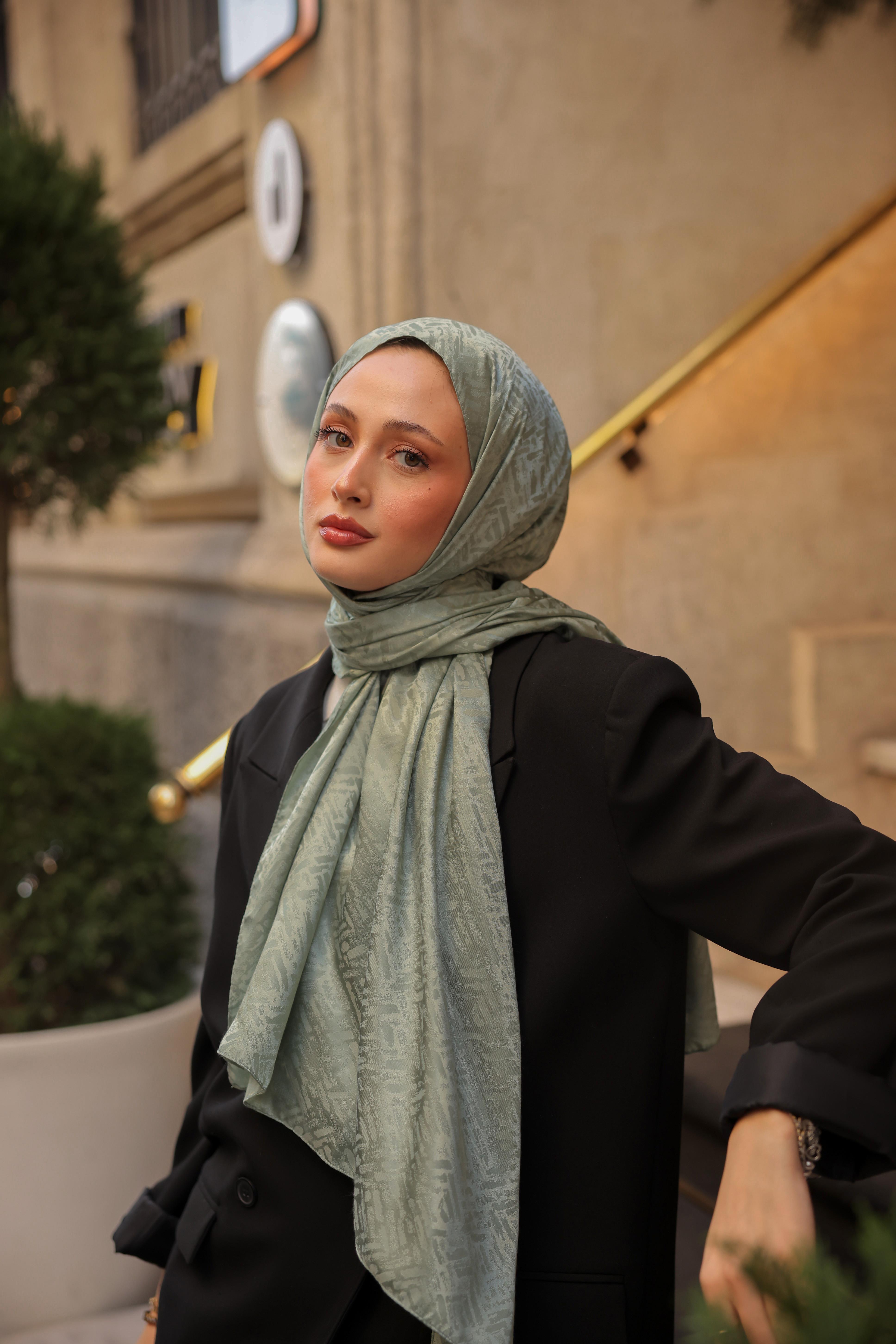 Vogue Desen İpeksi Jakar Şal Su Yeşili