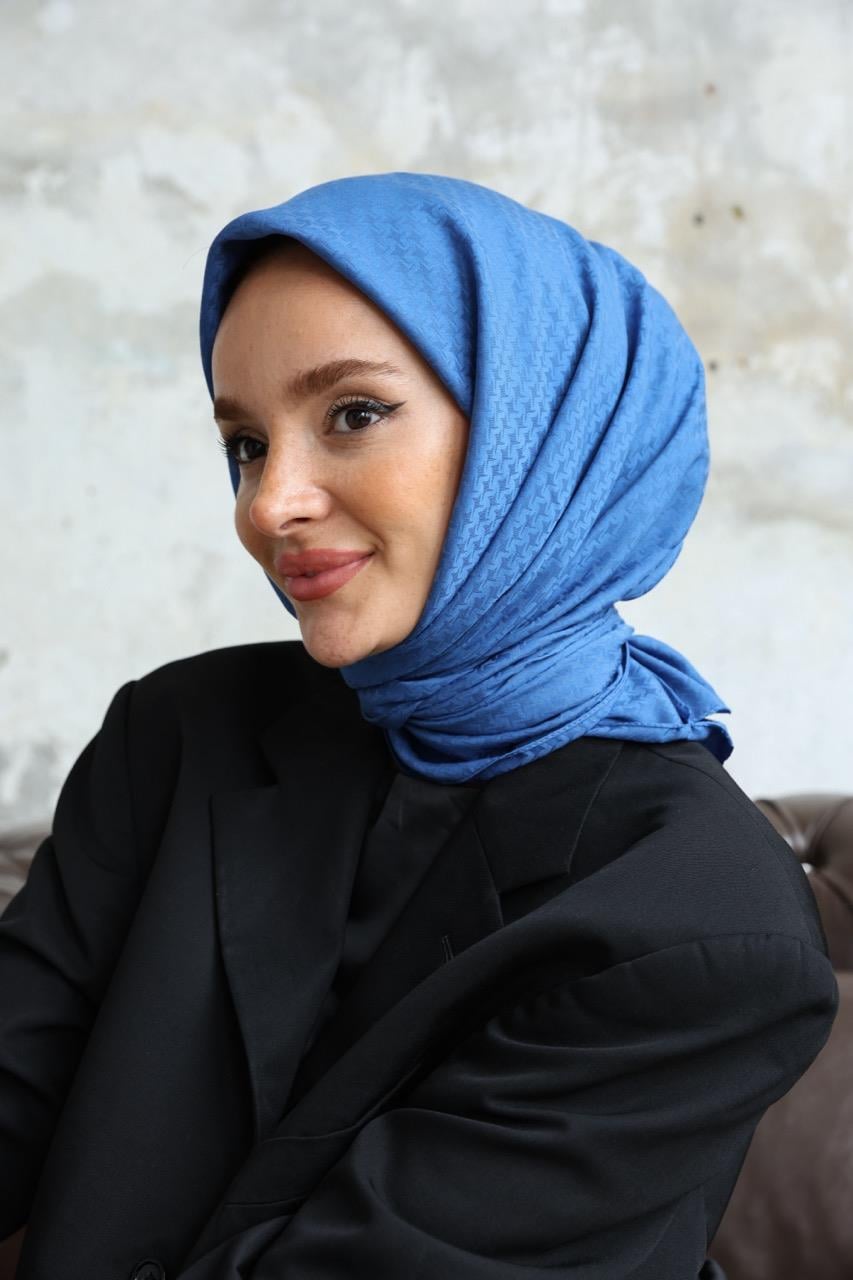 Yıldız Desen Pamuk Eşarp Serisi Saks
