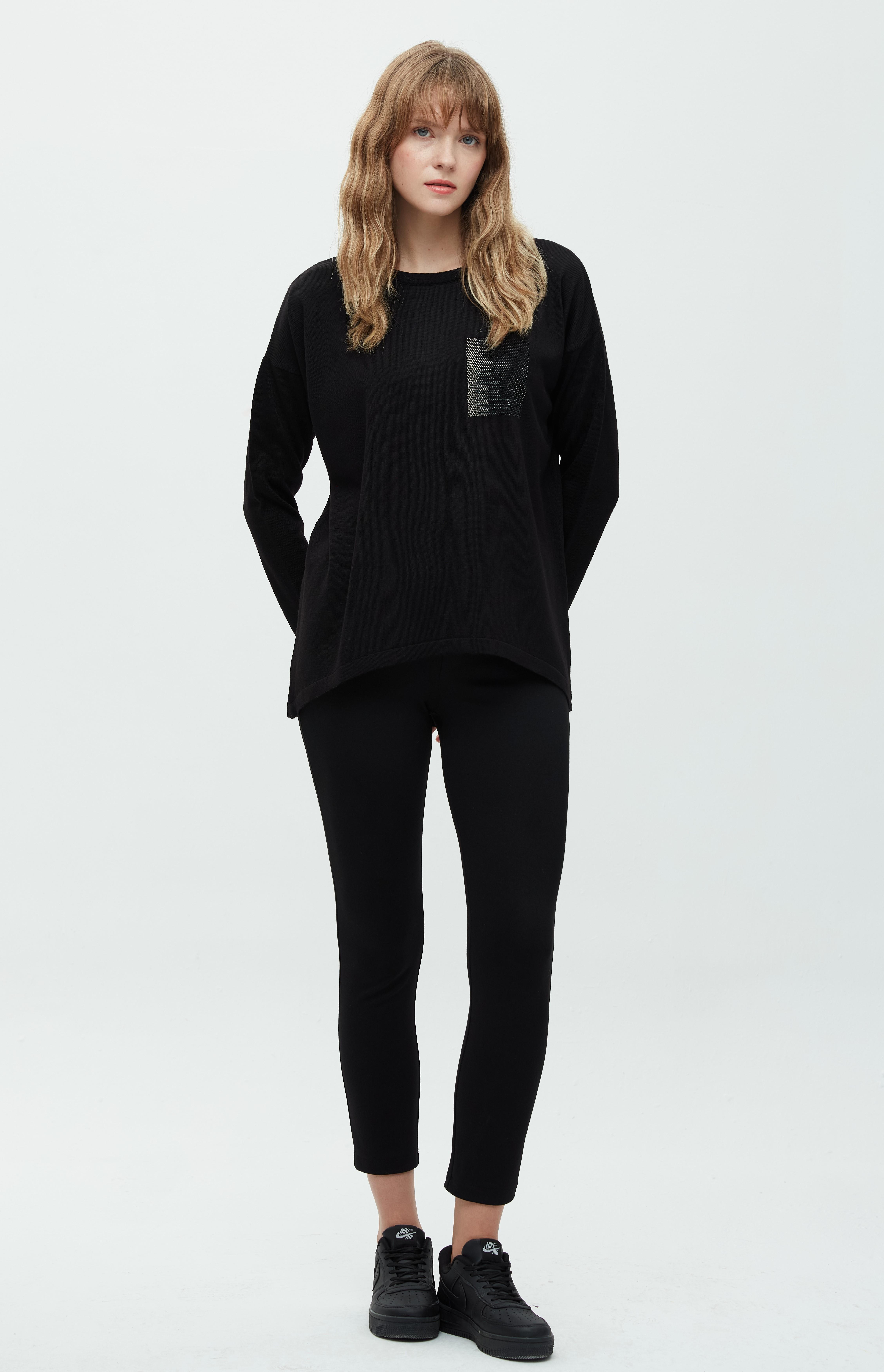 Cep Taşlı Triko Basic T-Shirt