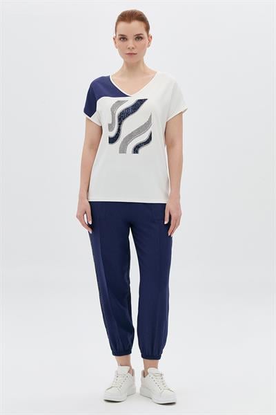 Bsn Taşlı V Yaka T-Shirt