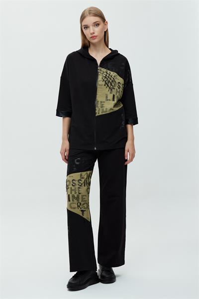 Stras Taş İşlemeli Haki Garnili Mont