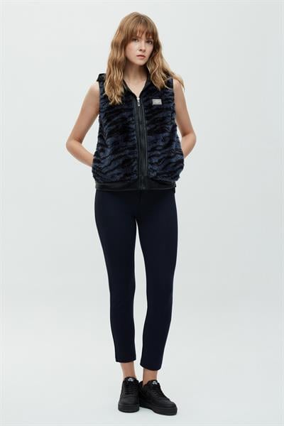 Zebralı İndigo Yelek