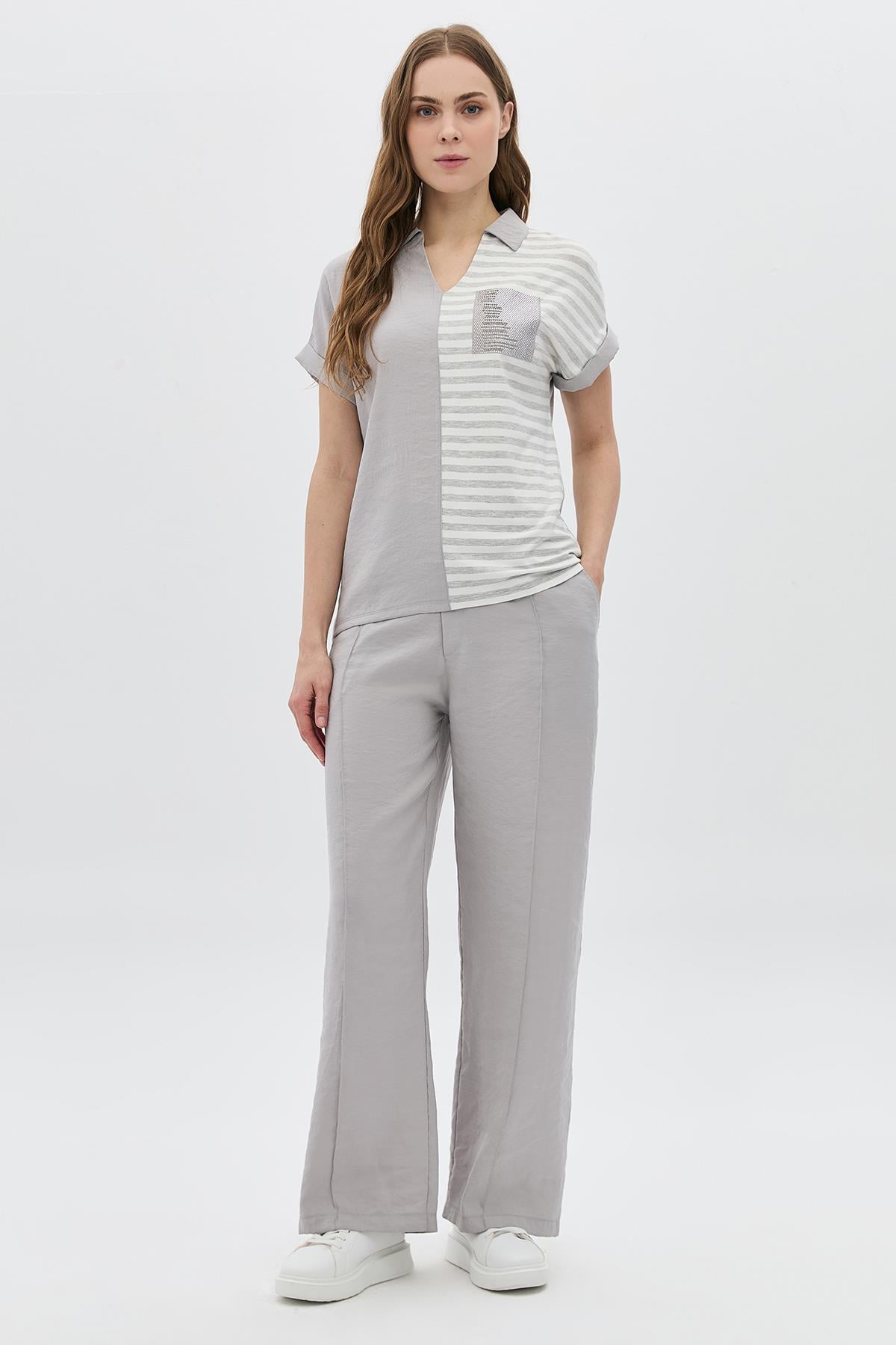 Çizgili Polo Yaka T-Shirt
