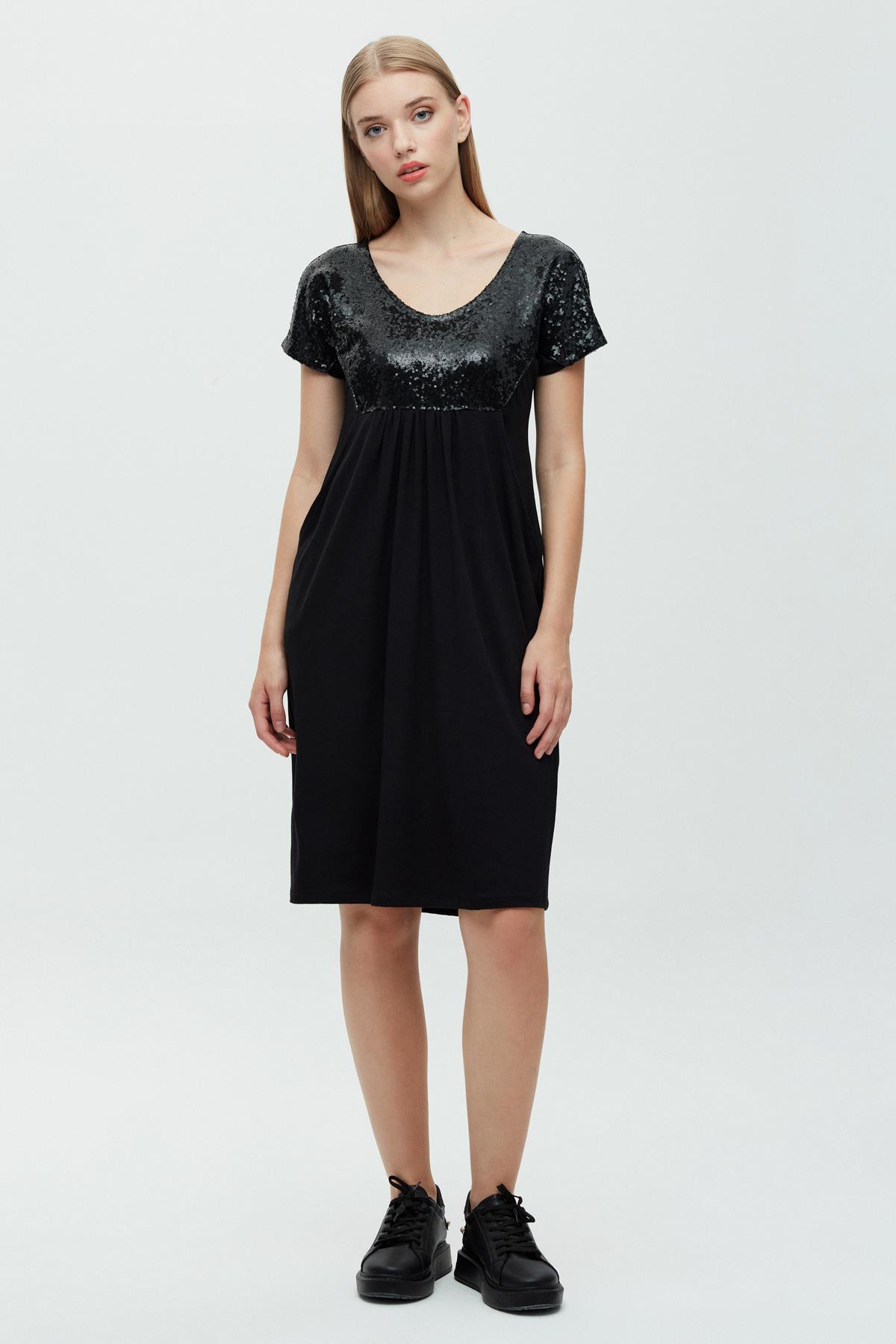 Kanguru Payetli Elbise