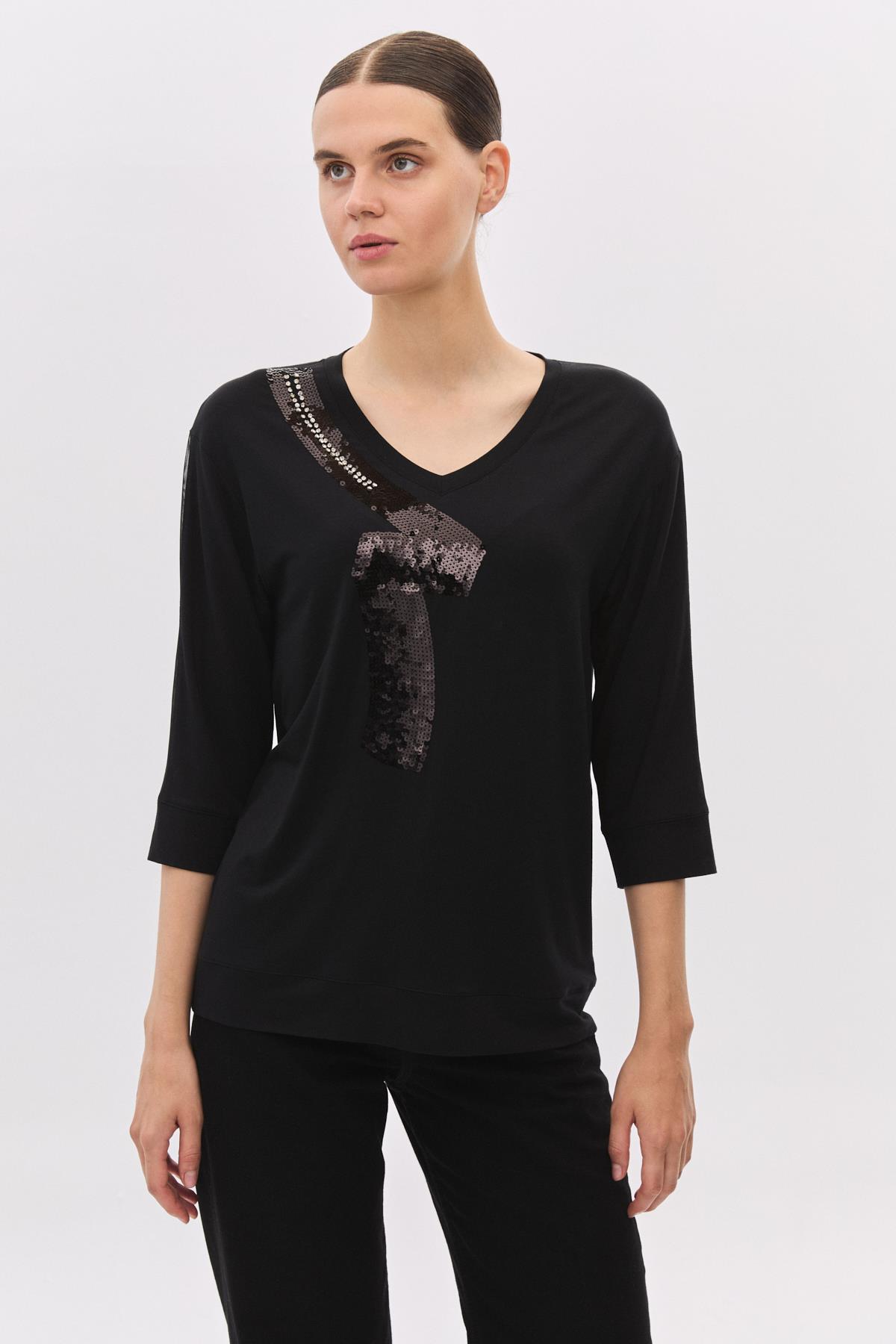 Nakışlı Kristal Taşlı Truvakar T-Shirt